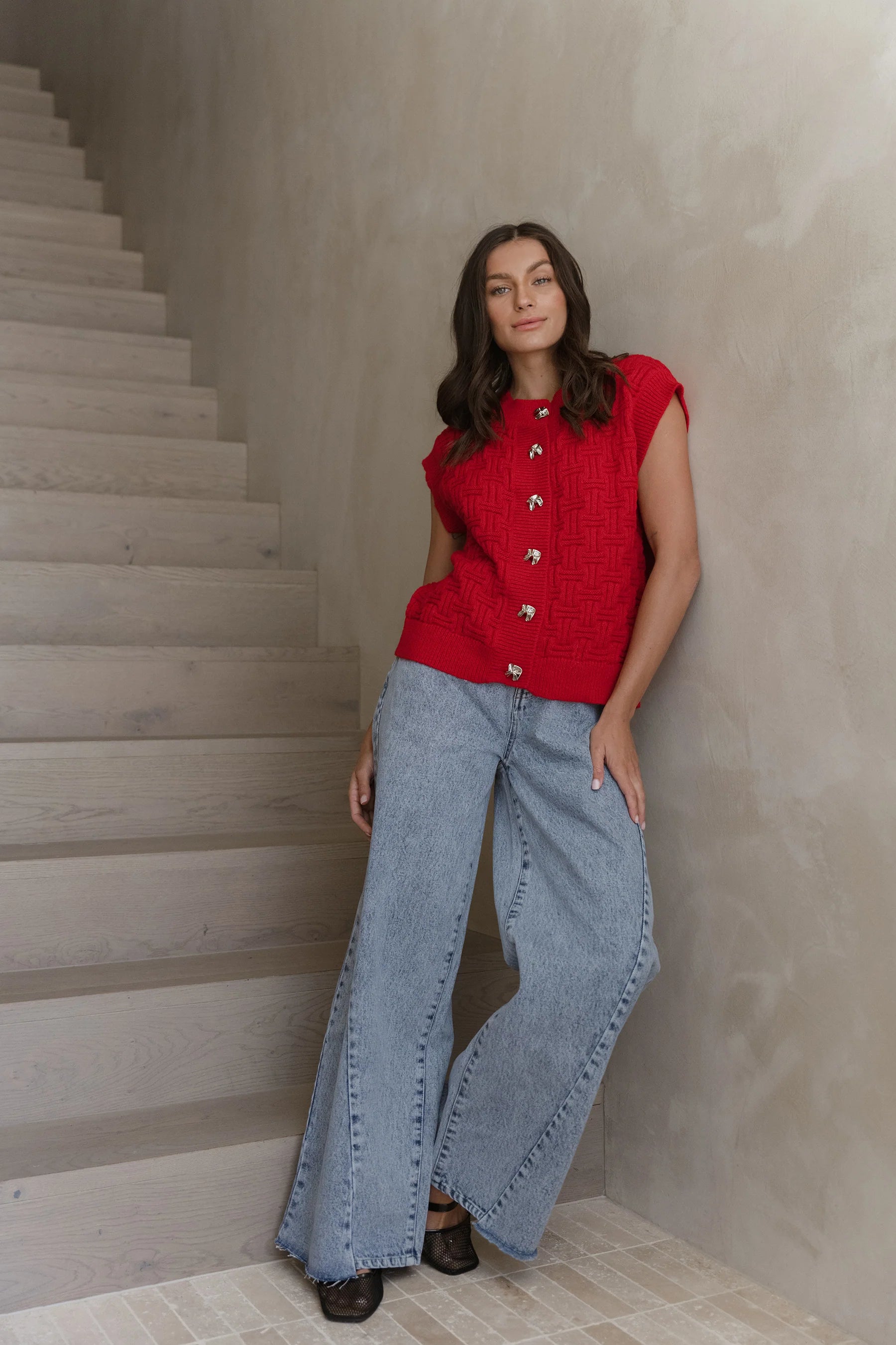Sass Zadie Vest - Poppy Red