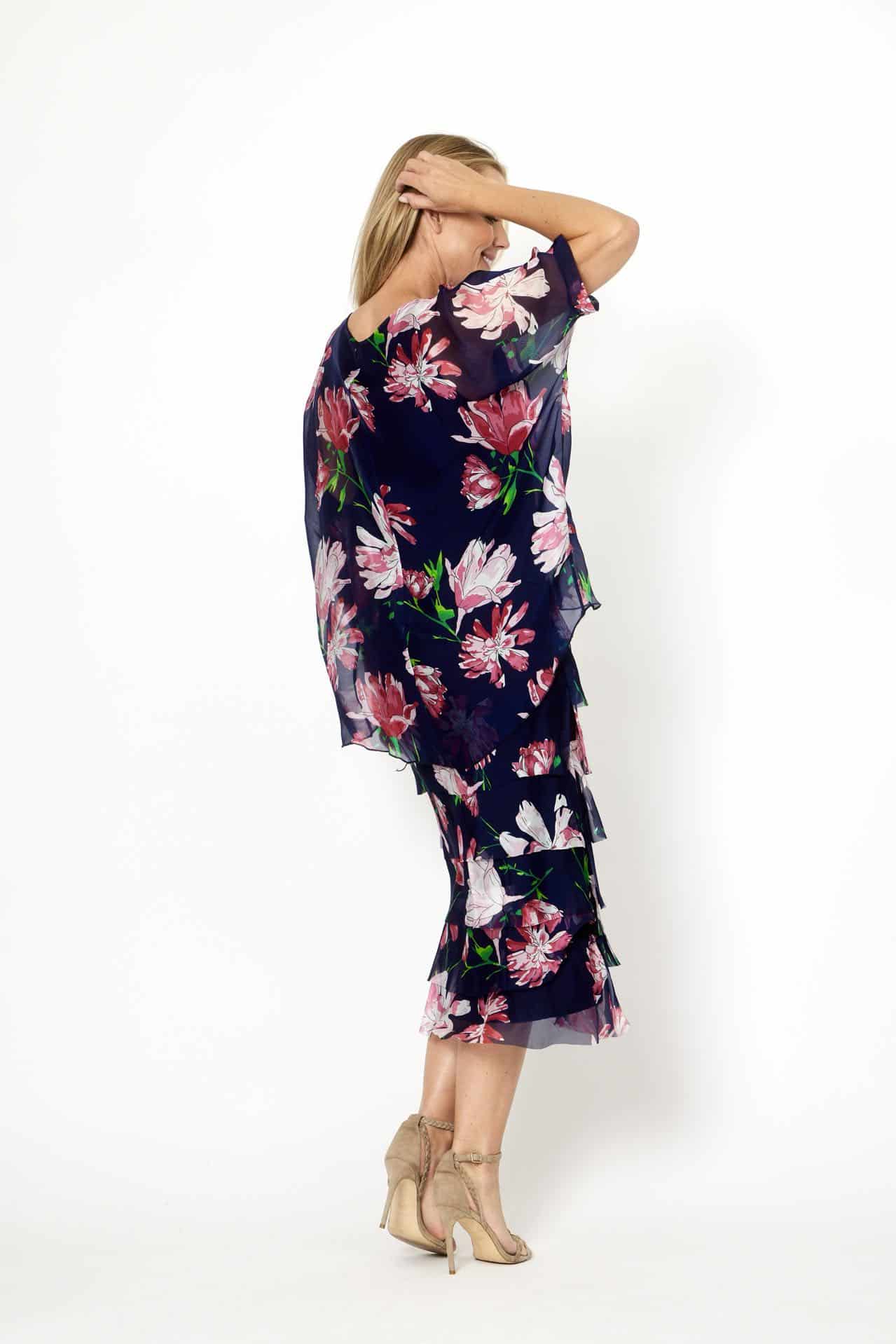 La Strada Multi Layers Dress - Navy/Pink Floral