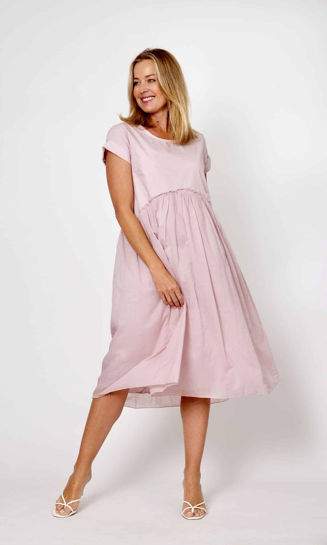 La Strada Button Back Empire Dress - Rosa