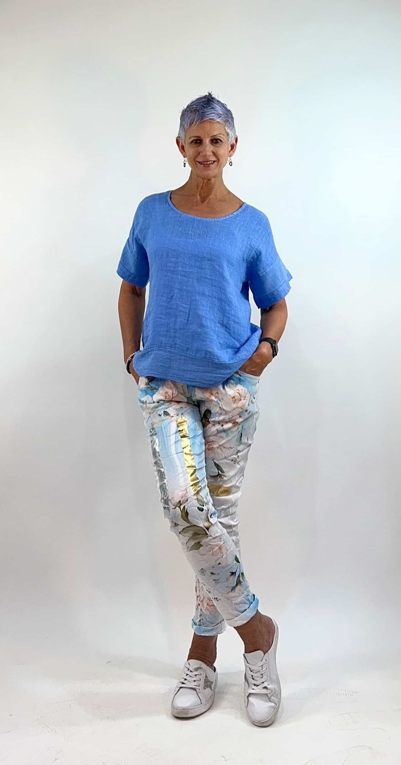 La Strada Linen Breeze Top - Azure