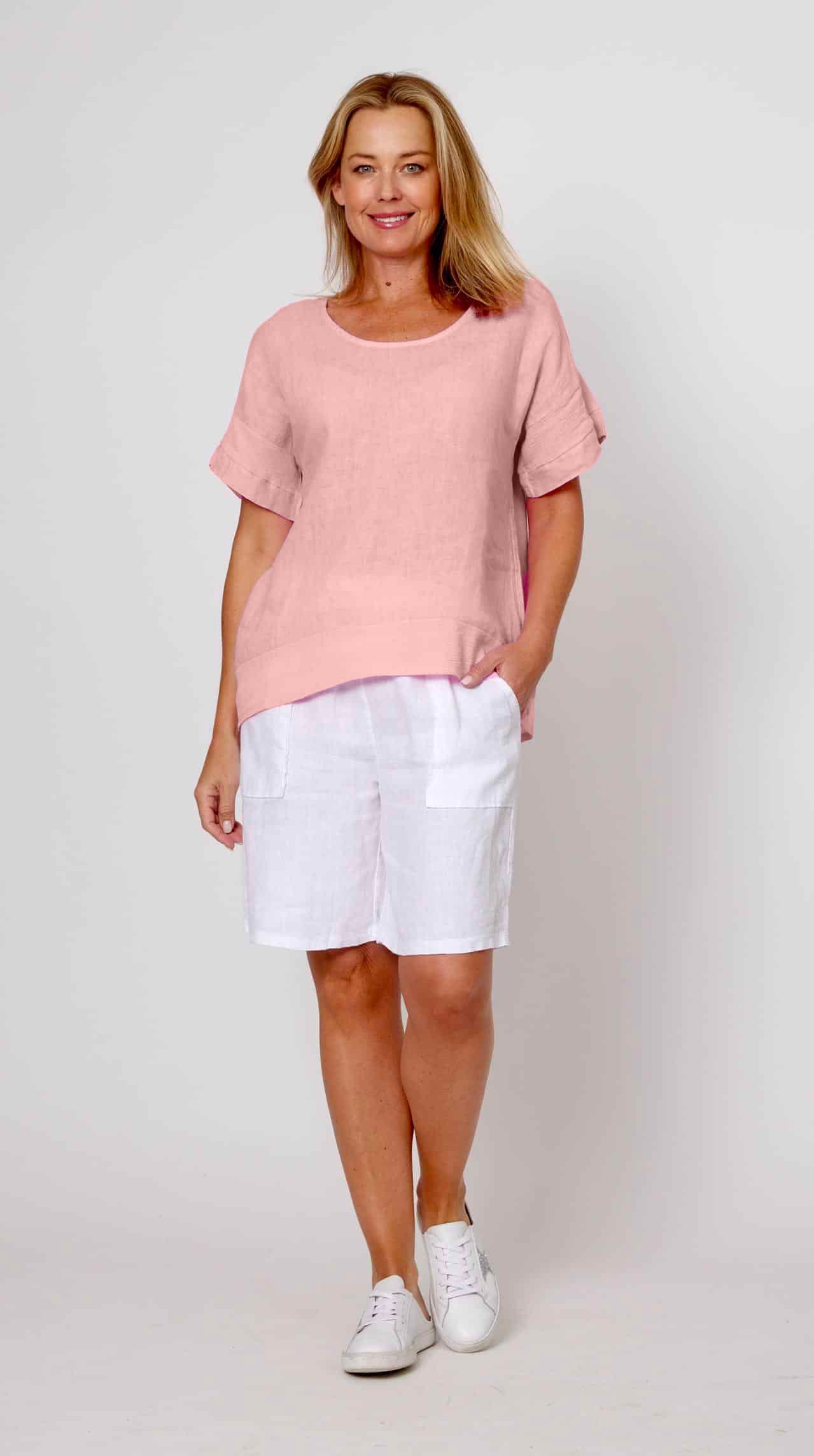 La Strada Linen Breeze Top - Candy Pink
