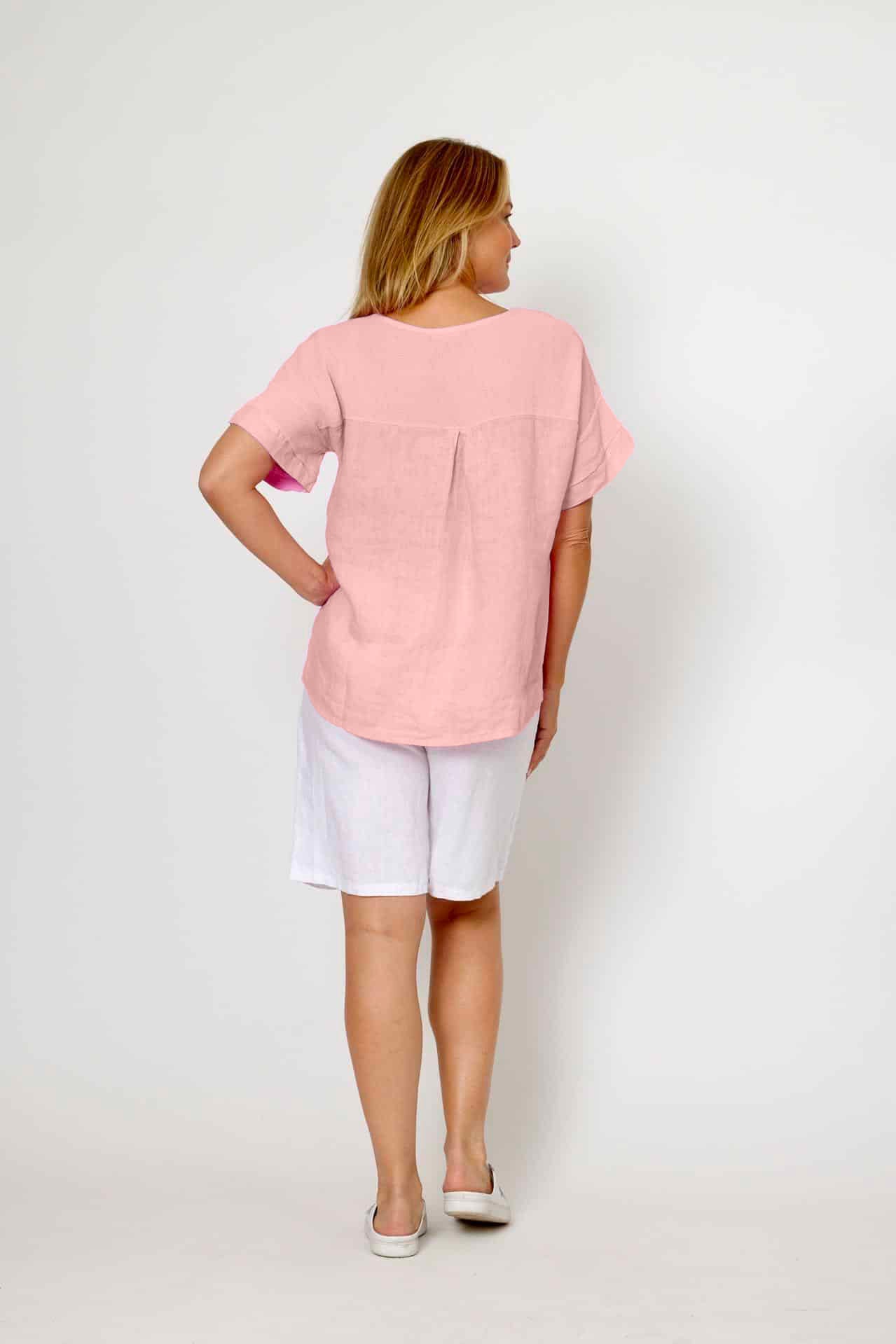 La Strada Linen Breeze Top - Candy Pink