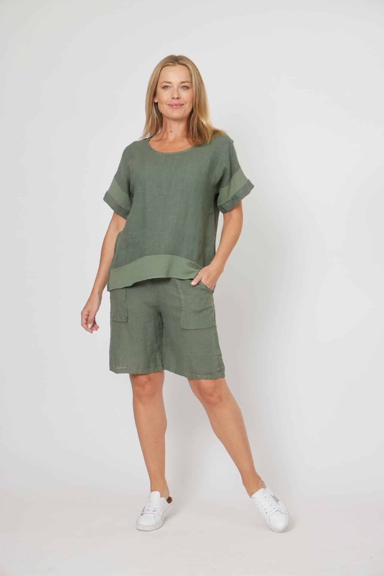 La Strada Linen Shorts - Khaki