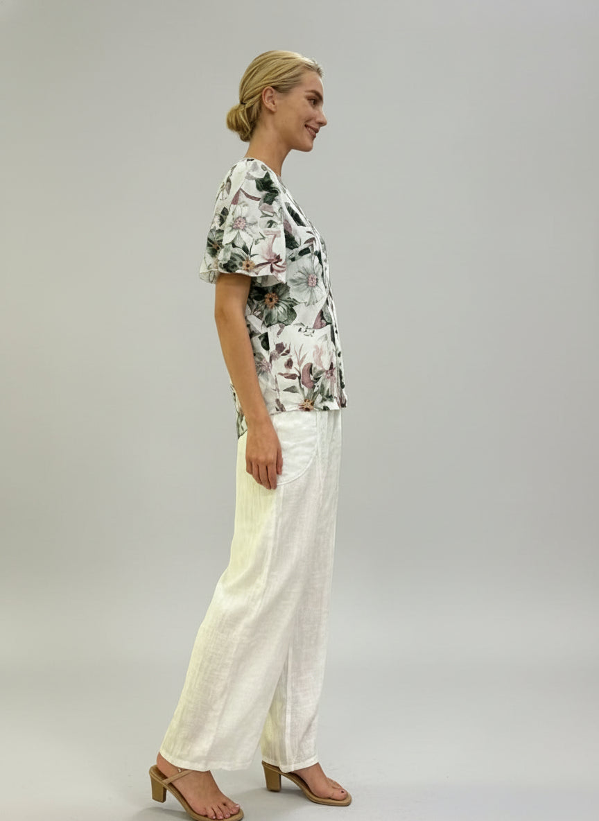 La Strada Vintage Olive Flora Top