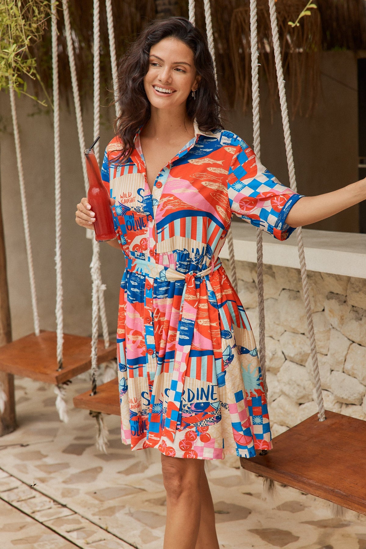 Betty Basics Palm Shirt Dress