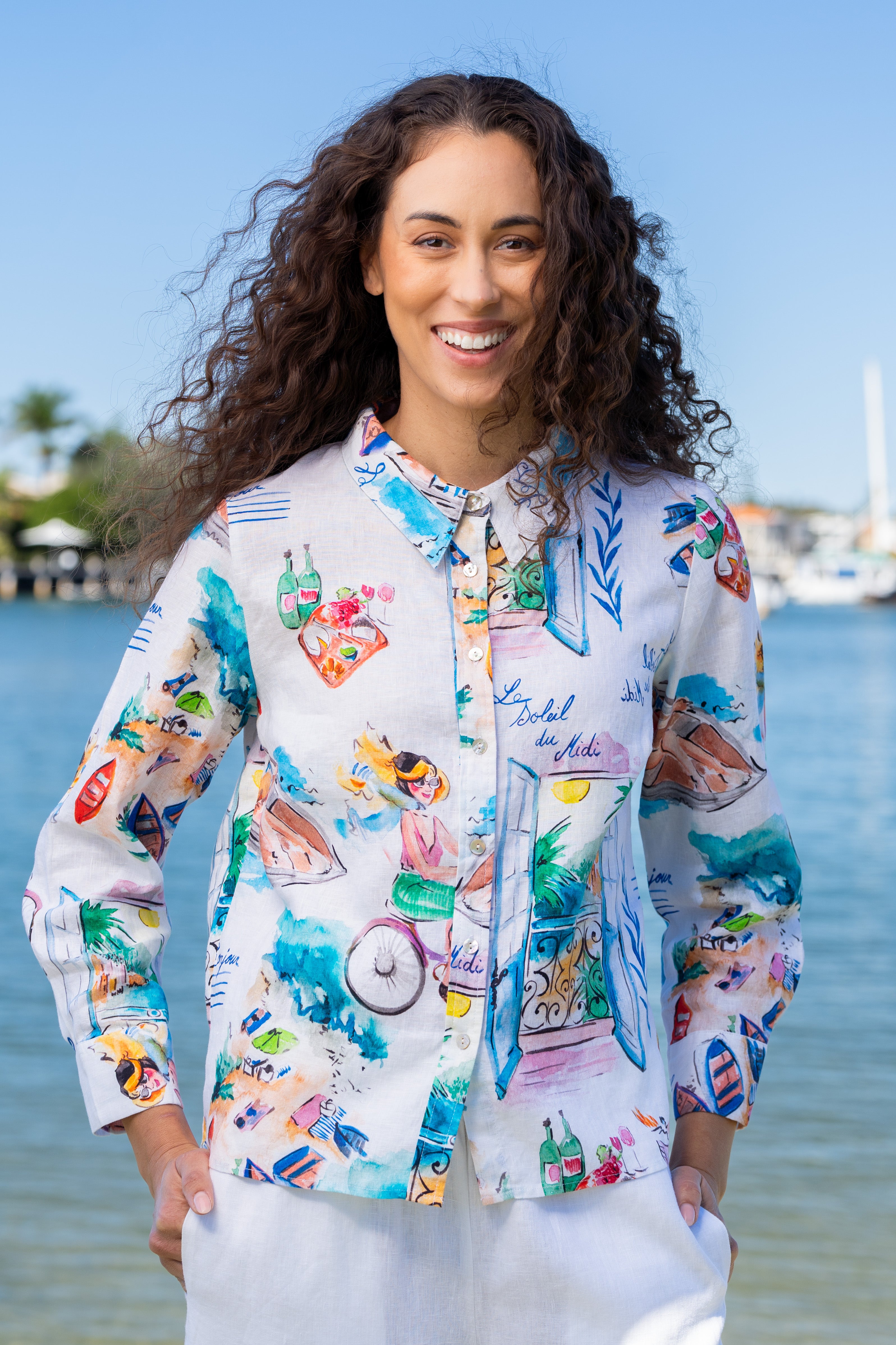 Kaleido Long Sleeve Shirt - French Riviera