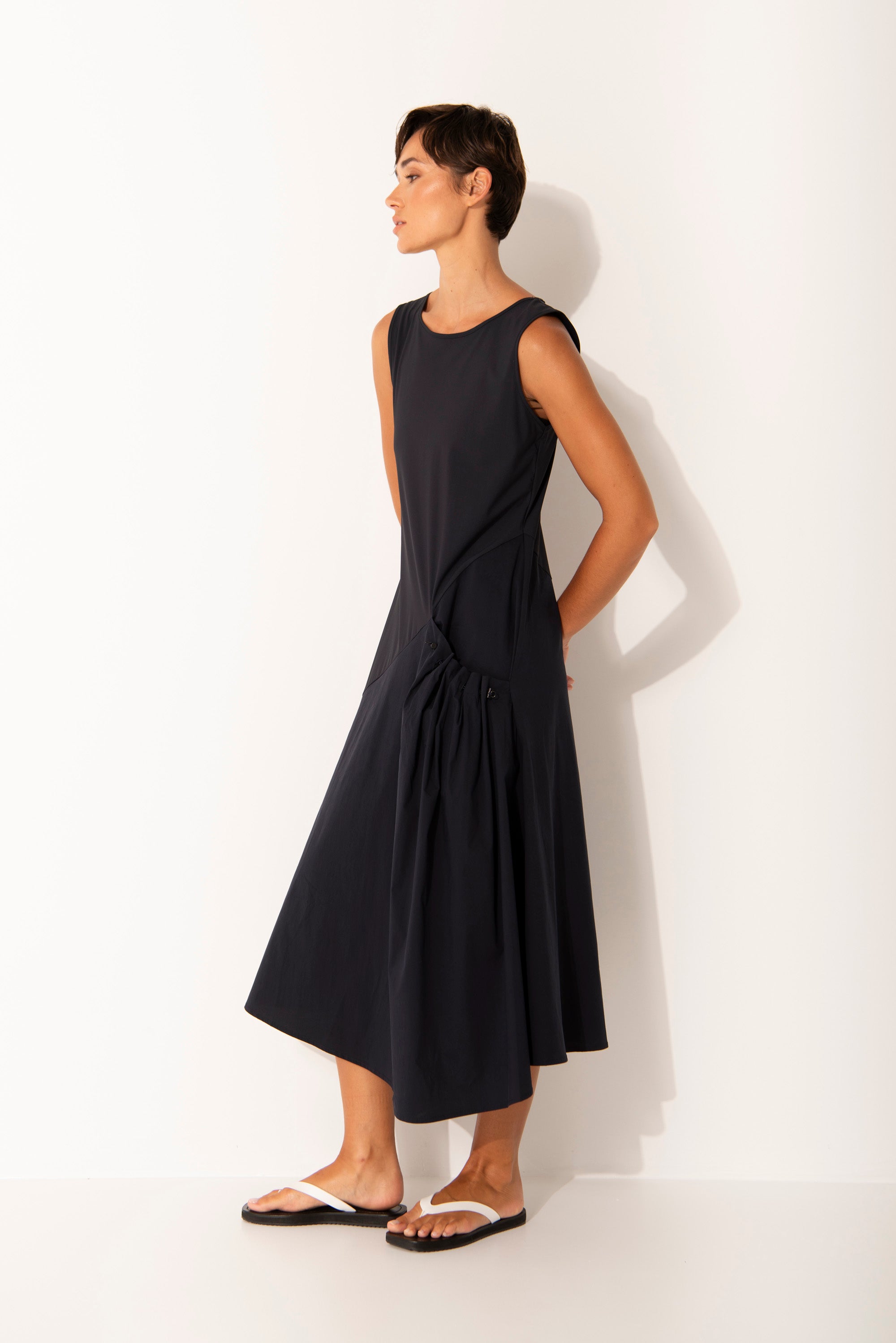 Lounge The Label A-Line Pocket Detail Sleeveless Midi Dress - Ques Sea