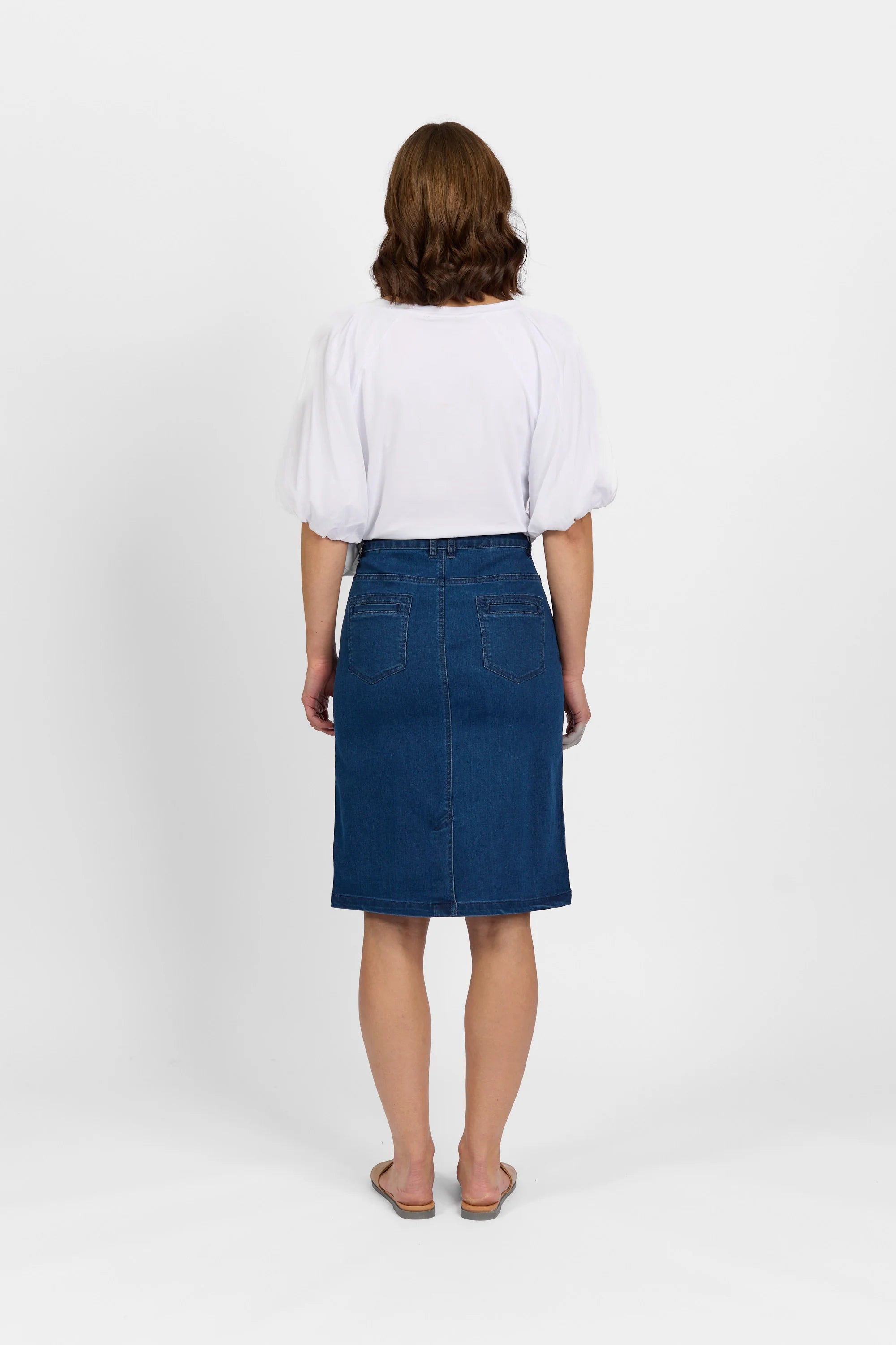 Macjays Georgia Stretch Denim Skirt - Blue Wash