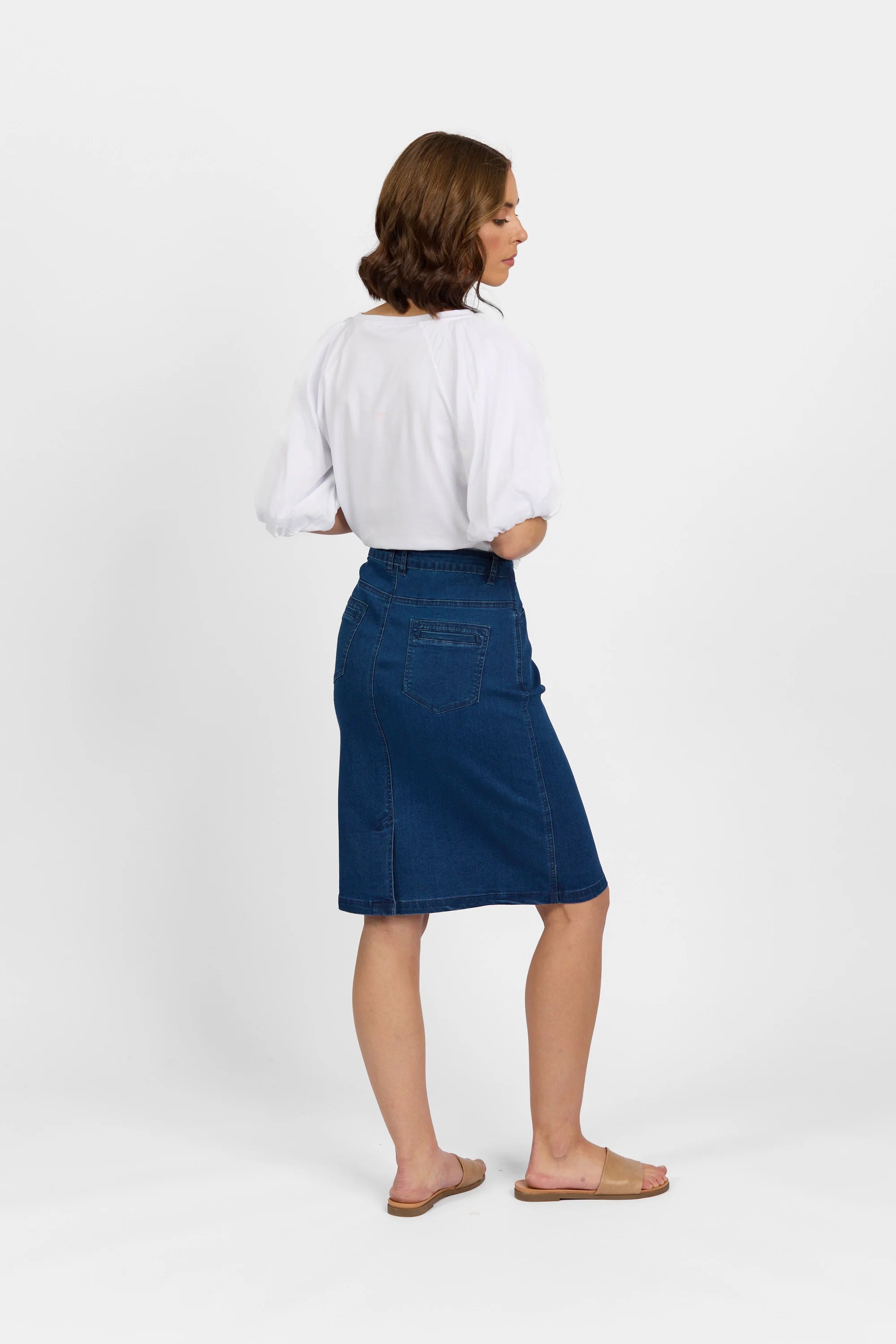 Macjays Georgia Stretch Denim Skirt - Blue Wash