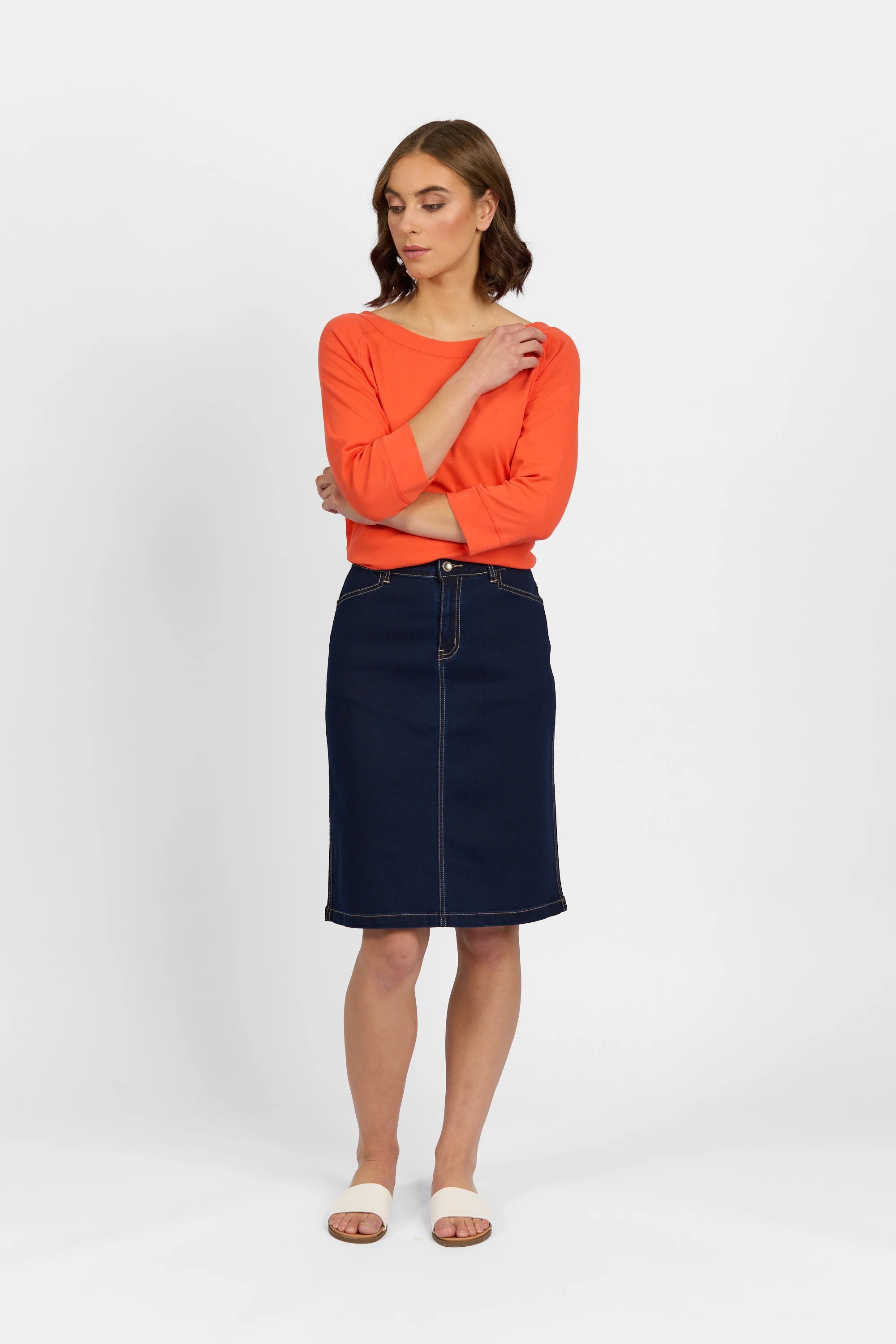 Macjays Georgia Stretch Denim Skirt - Indigo