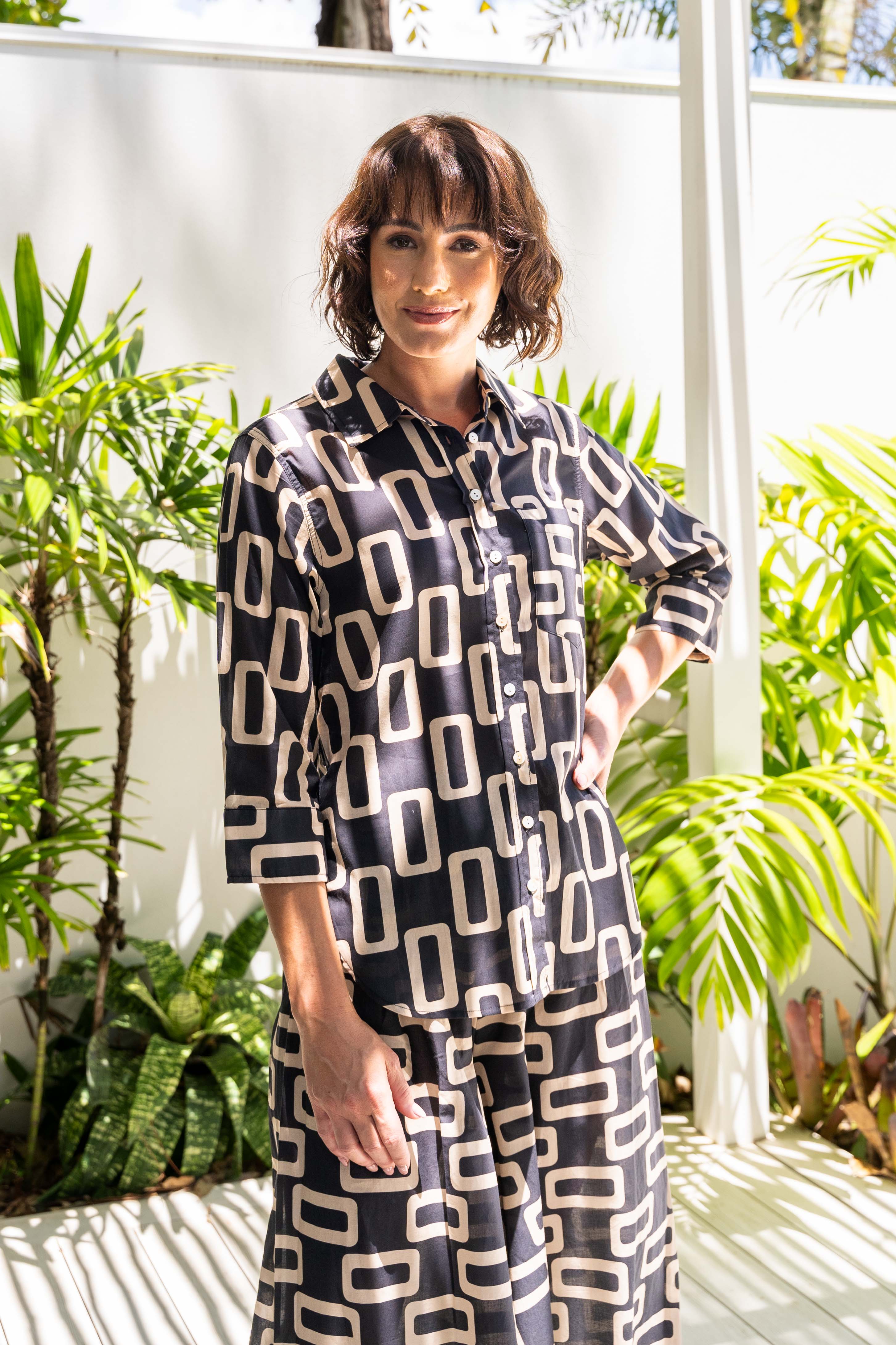 See Saw 3/4 Sleeve Shirt - Geo