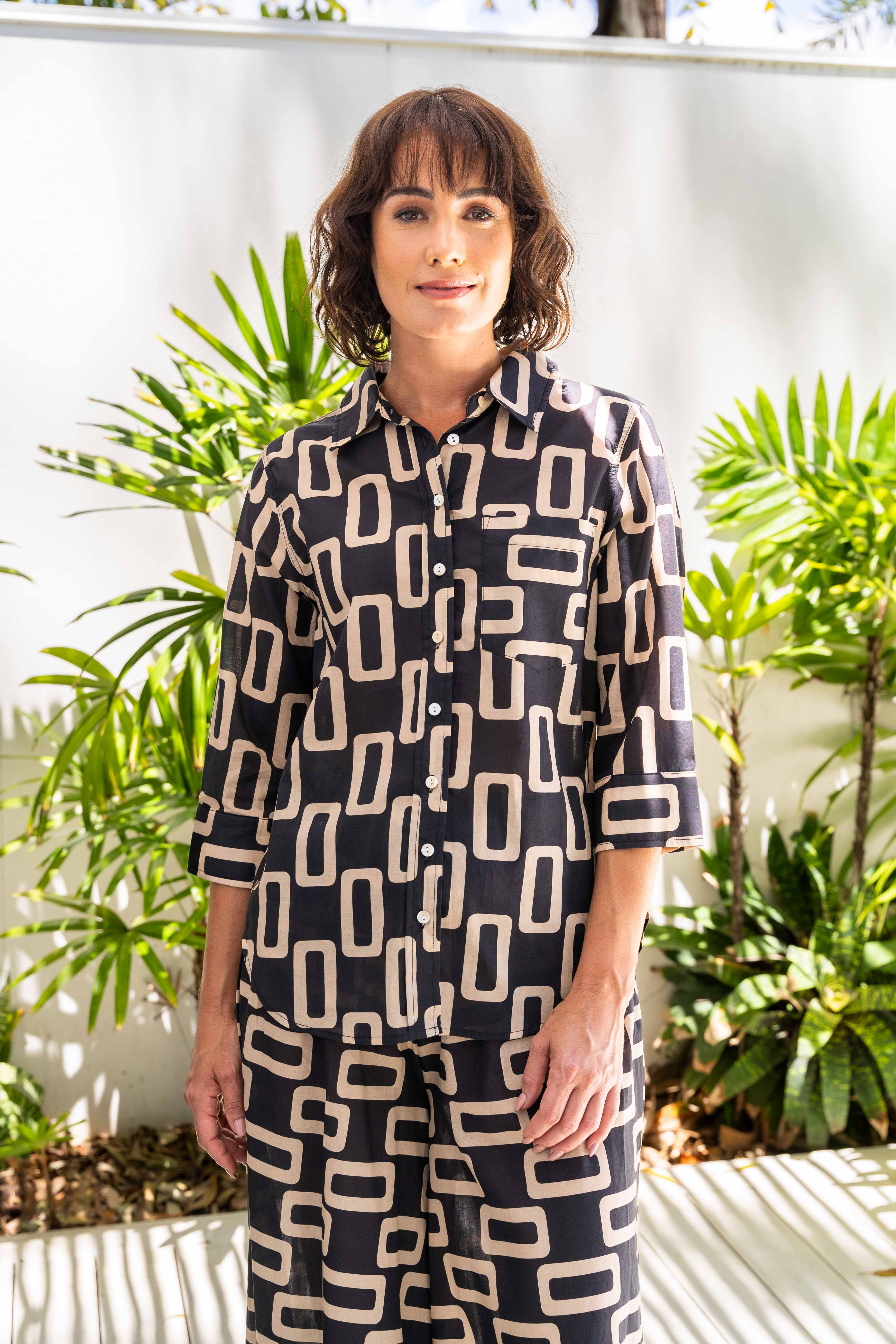 See Saw 3/4 Sleeve Shirt - Geo