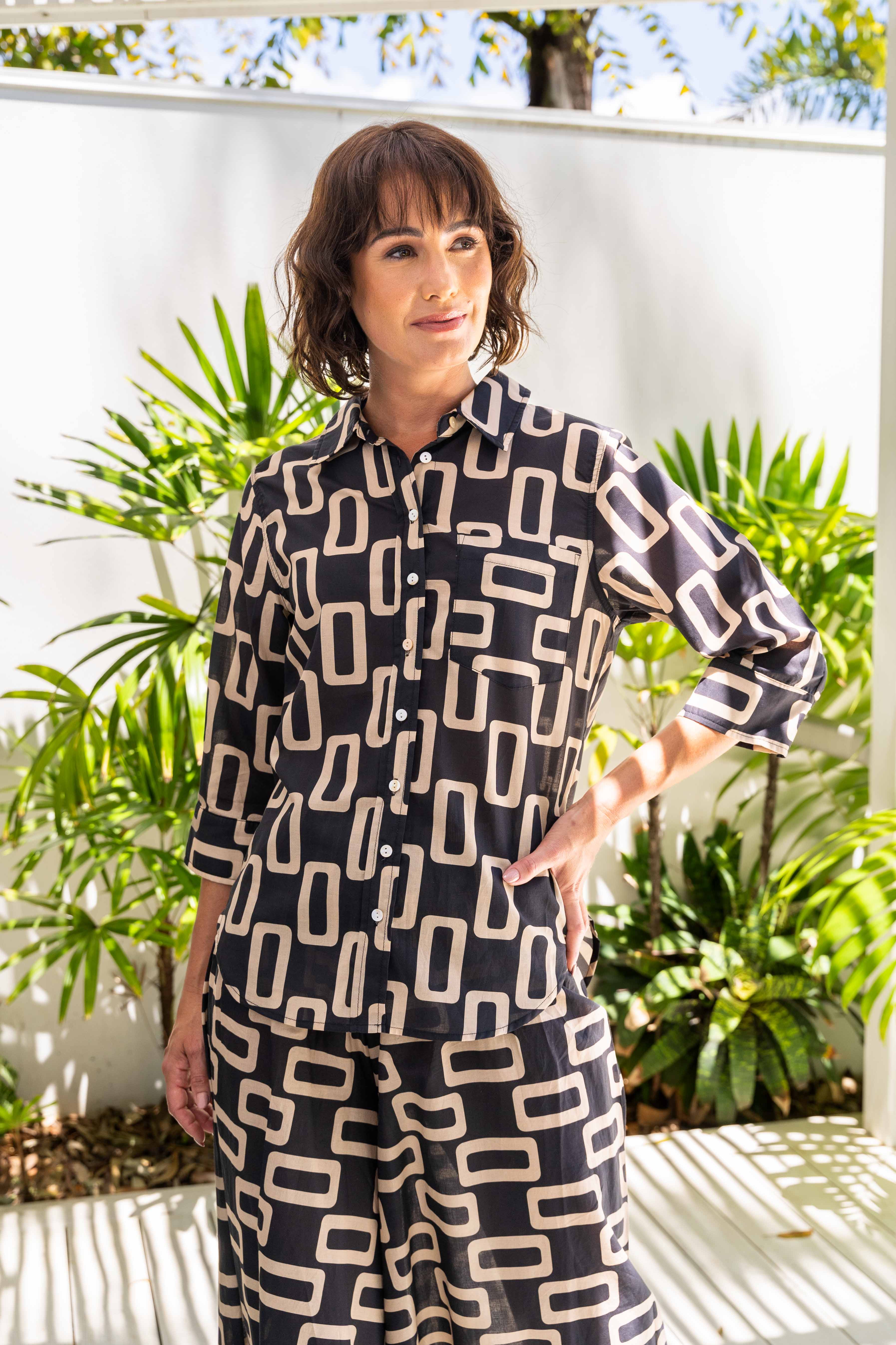 See Saw 3/4 Sleeve Shirt - Geo