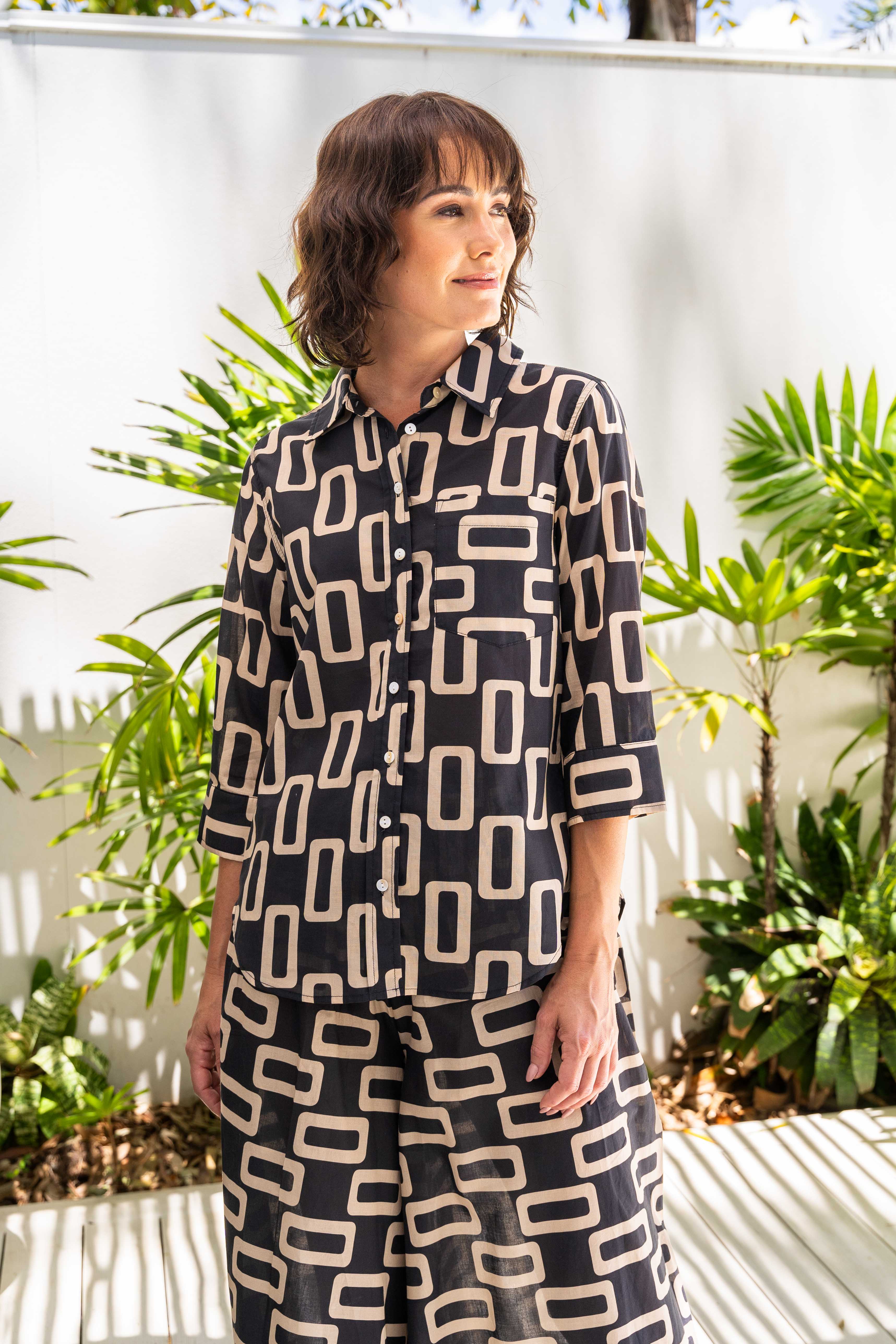 See Saw 3/4 Sleeve Shirt - Geo