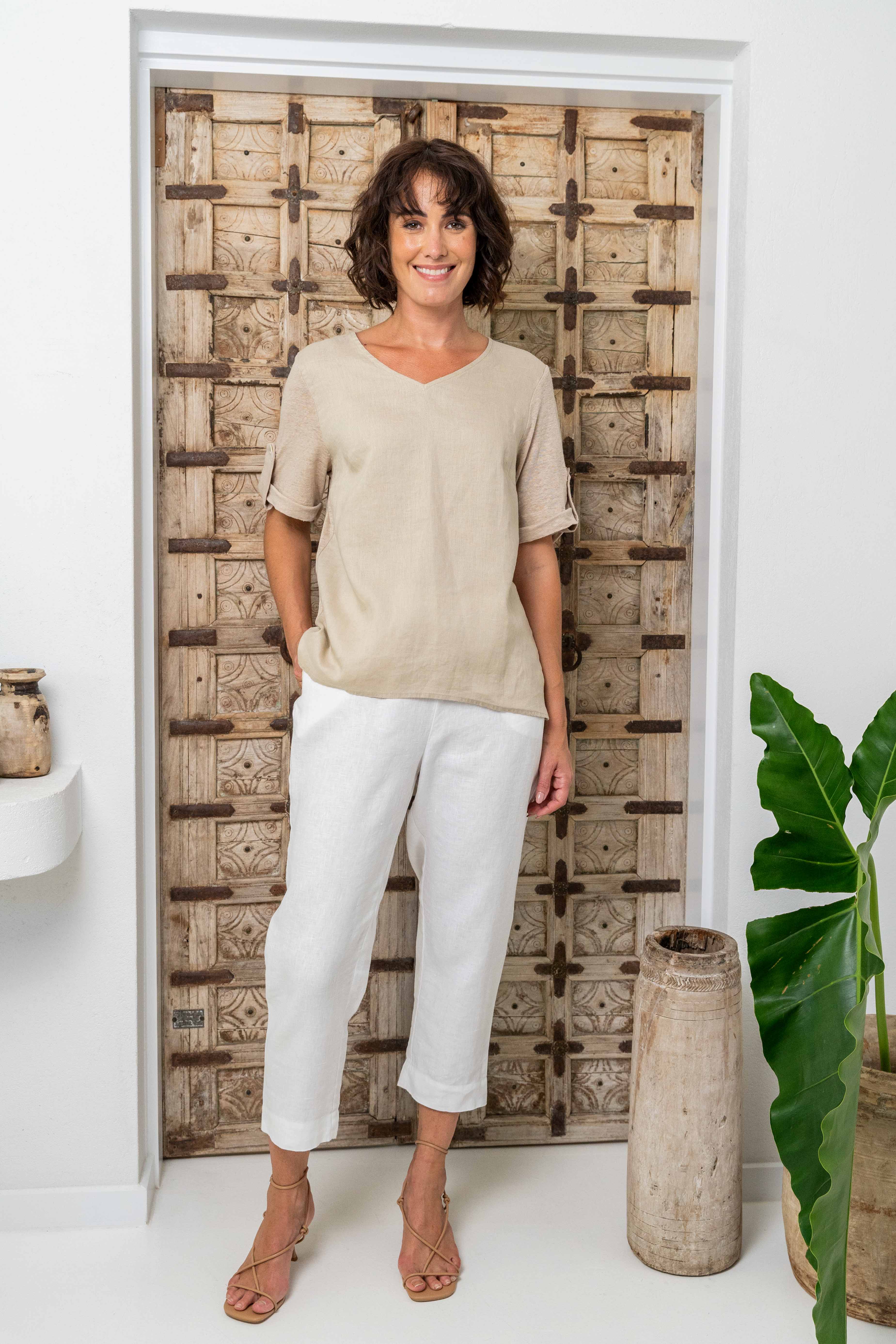 See Saw Mixed Linen T-Shirt - Flax
