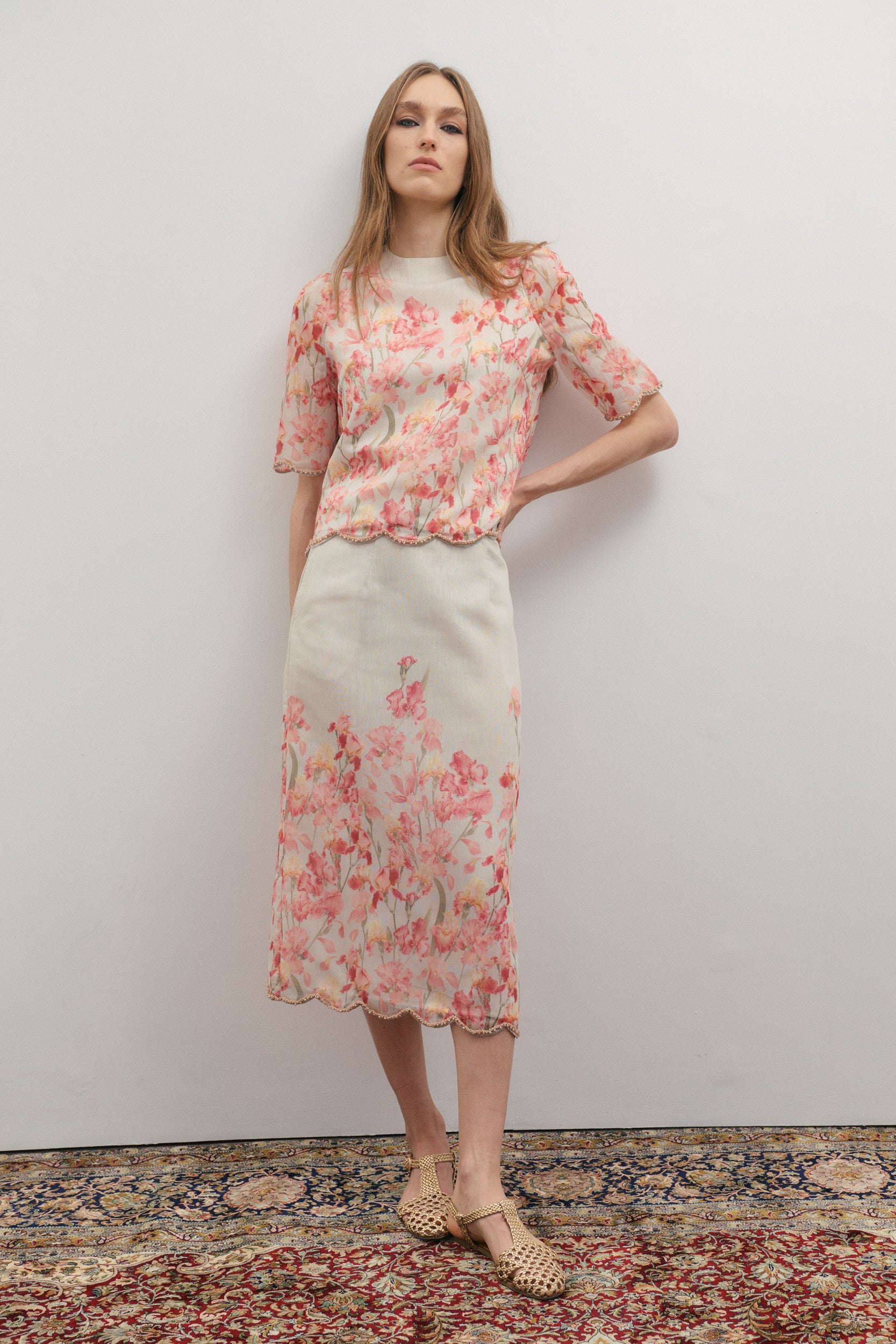 Maevarii Valentina Embellished T-Shirt - Oceanic Blossoms