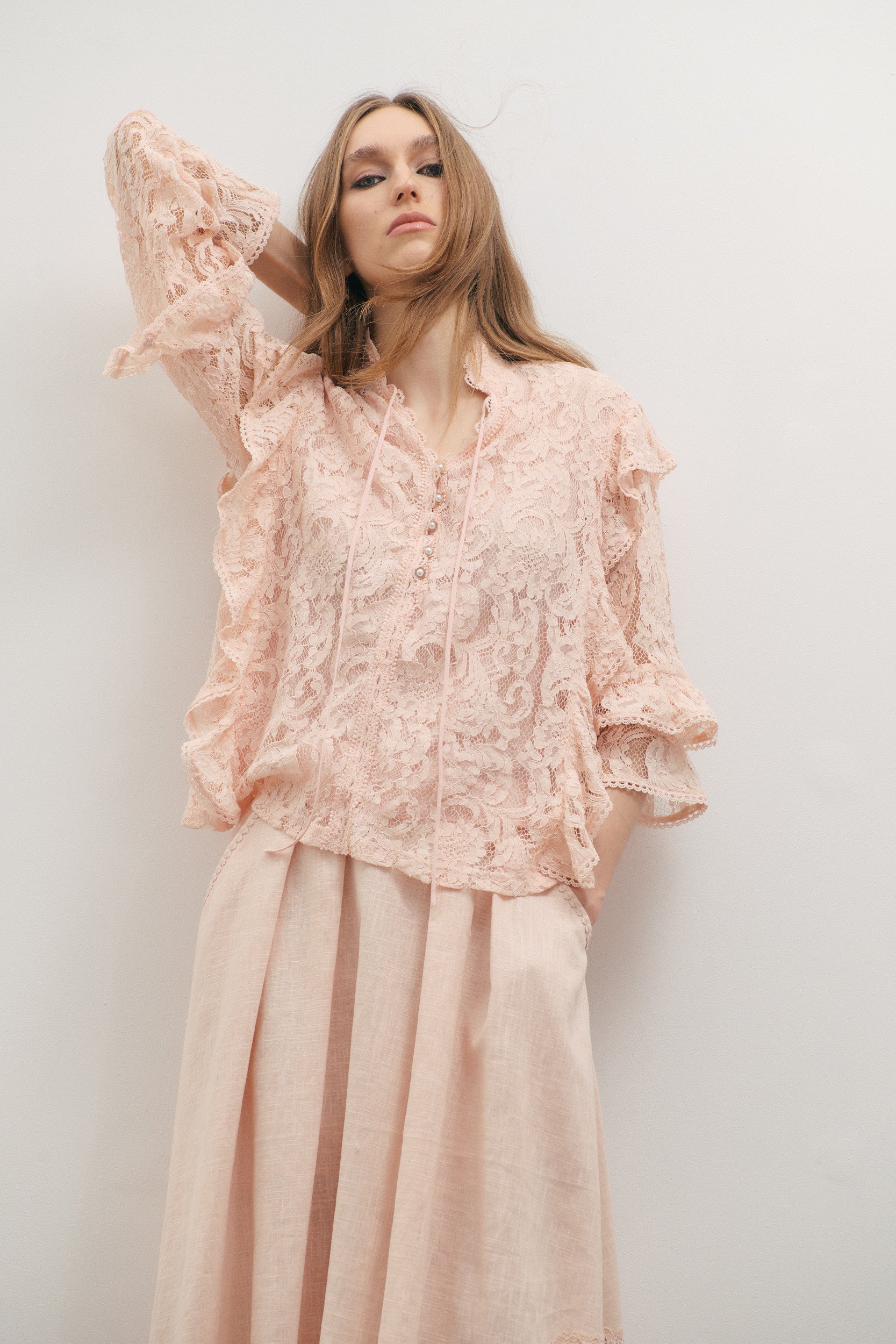 Maevarii Valentine Lace Blouse - Tea Rose Lace