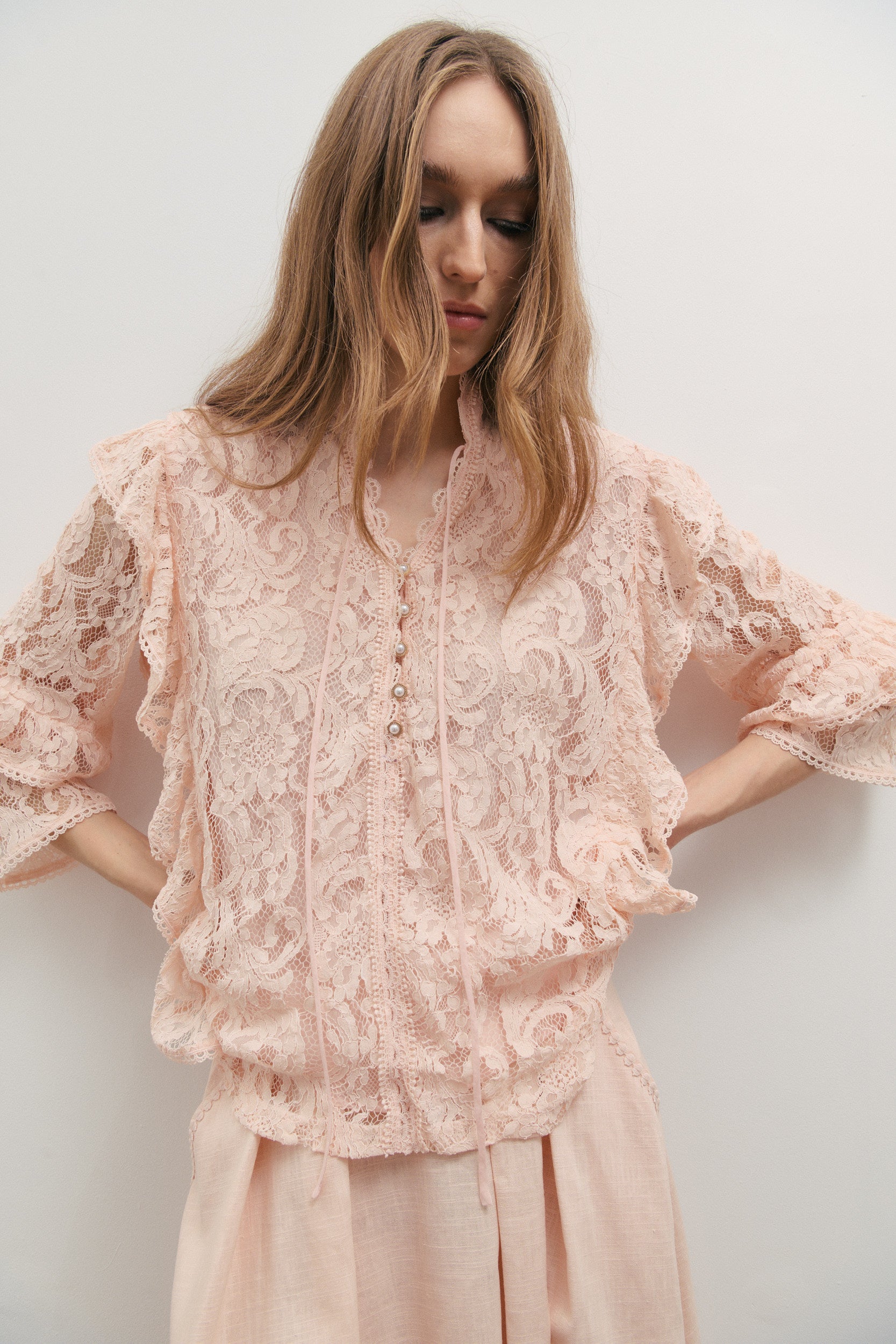 Maevarii Valentine Lace Blouse - Tea Rose Lace