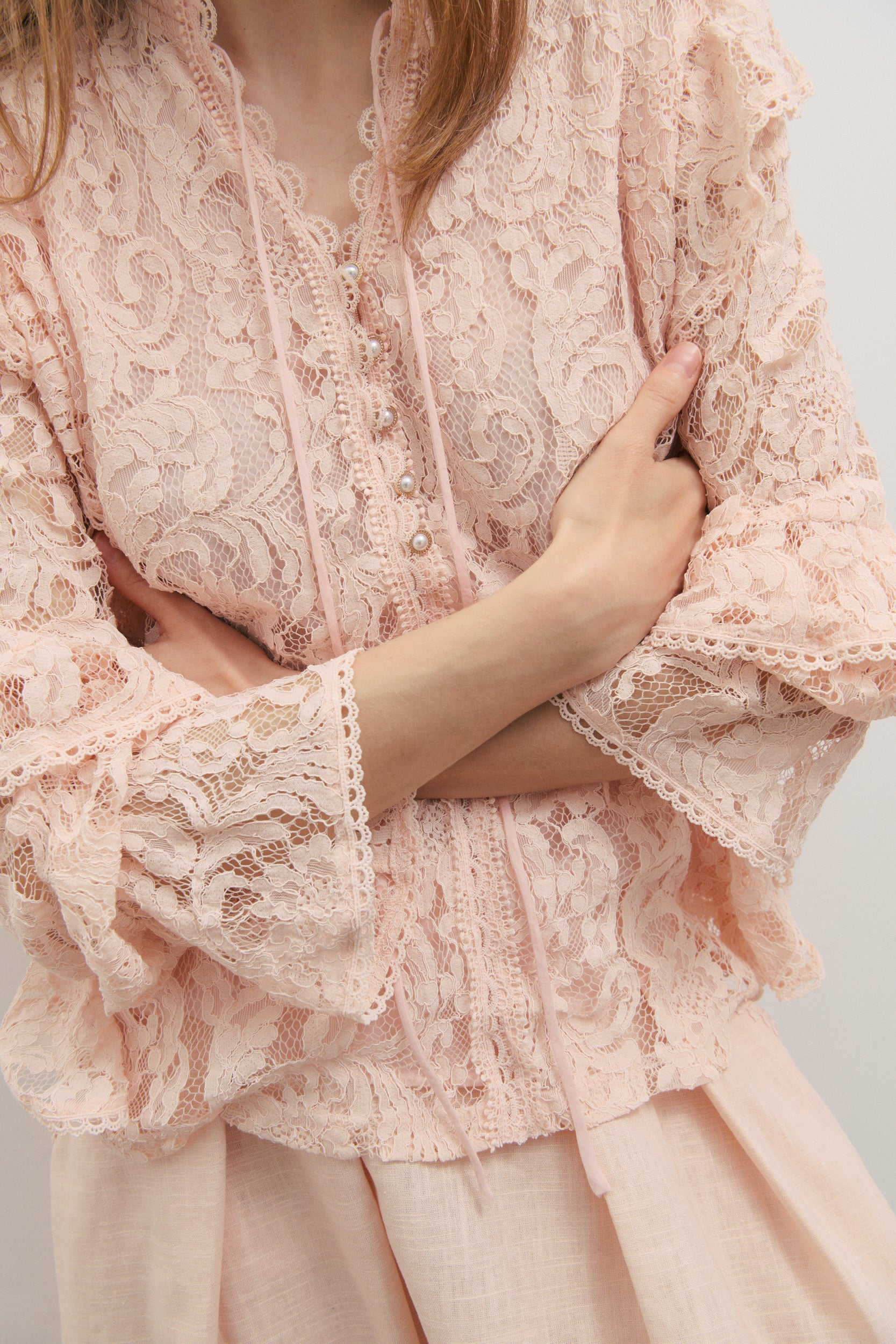Maevarii Valentine Lace Blouse - Tea Rose Lace