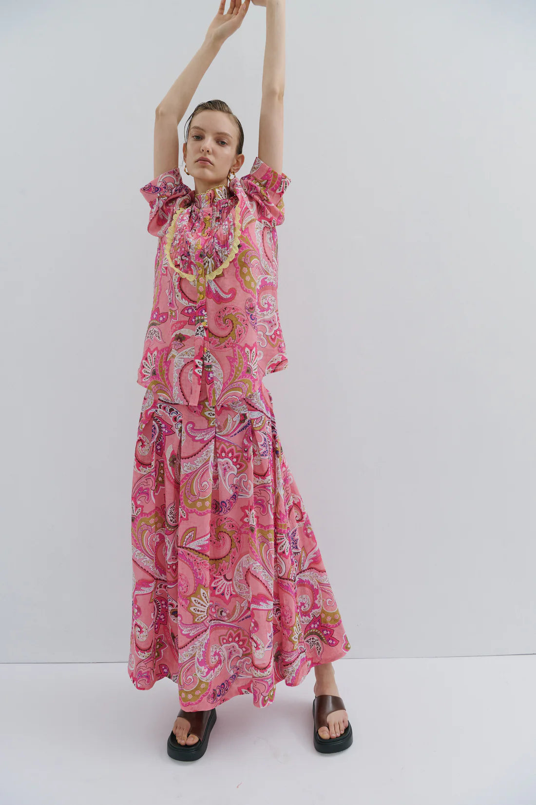 Maevarii Charlotte Midi Skirt - Magical Pink Fairytale