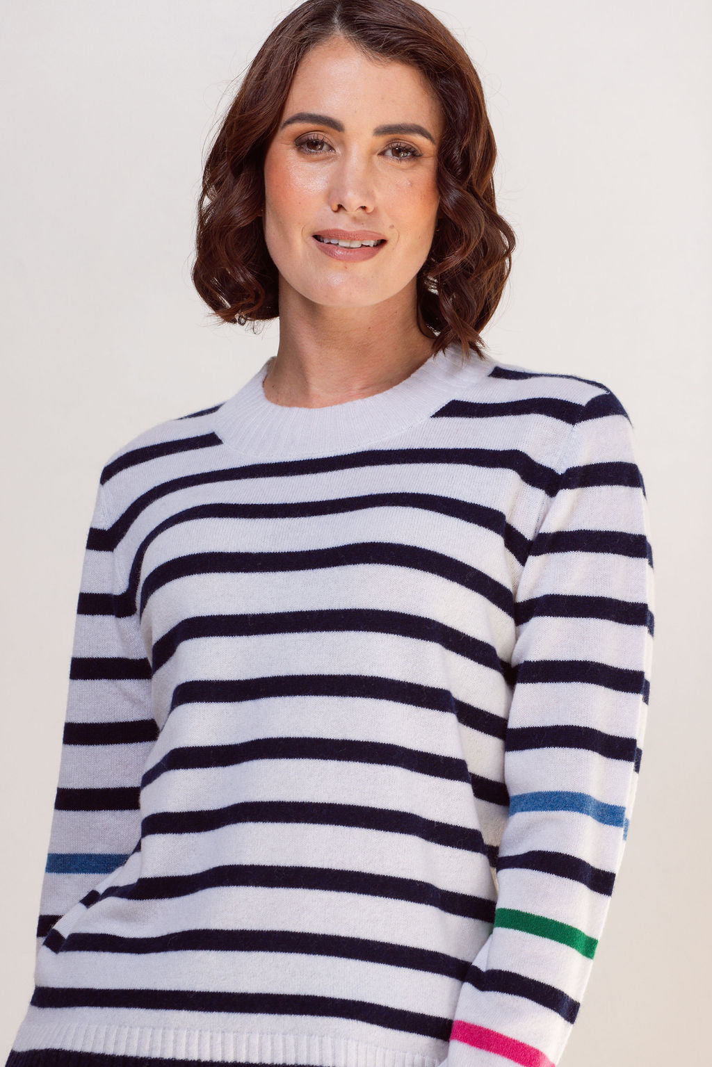 See Saw Multi Stripe Crew Neck Sweater - Multi Stripe