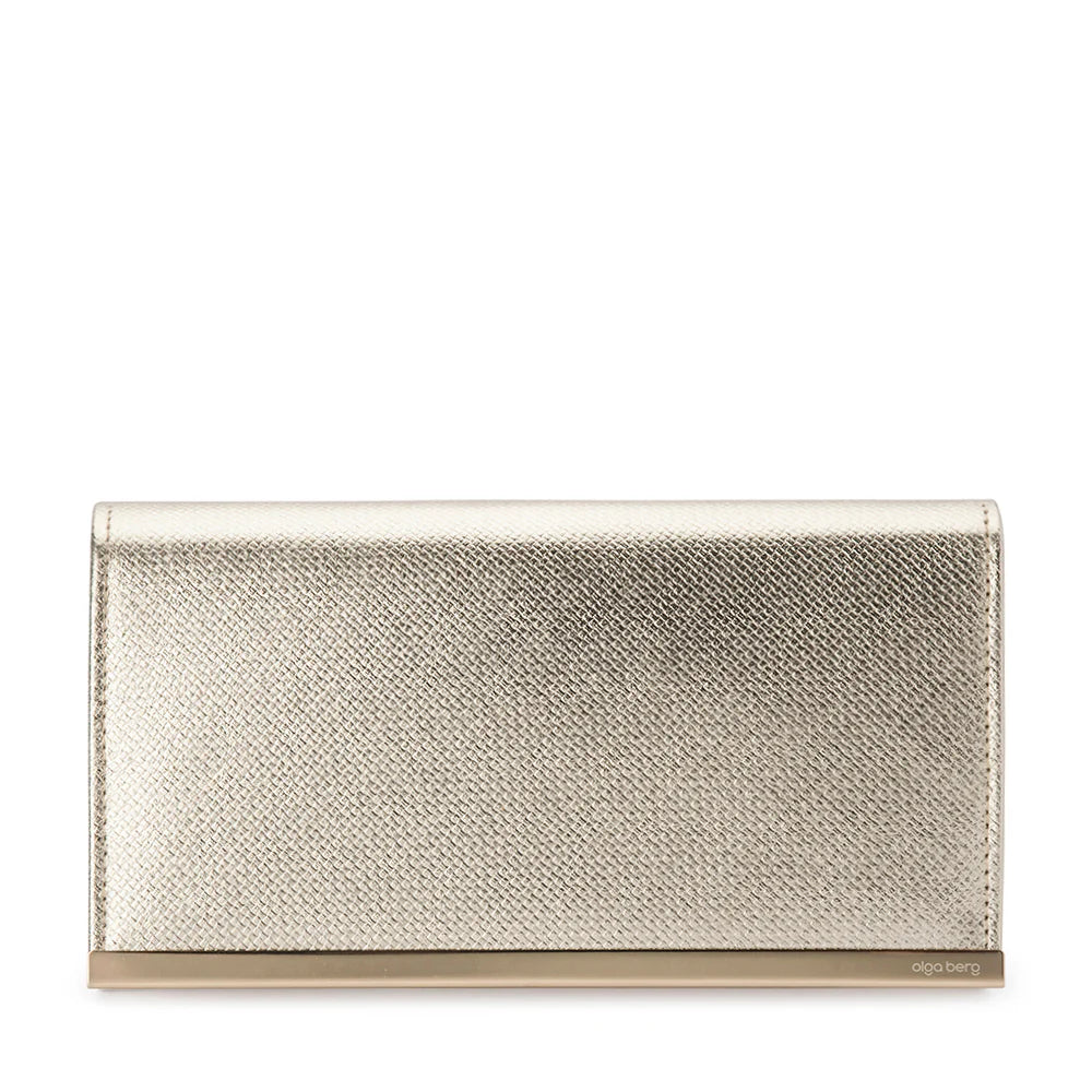 Olga Berg Maddie Metallic Embossed Foldover Clutch - Gold