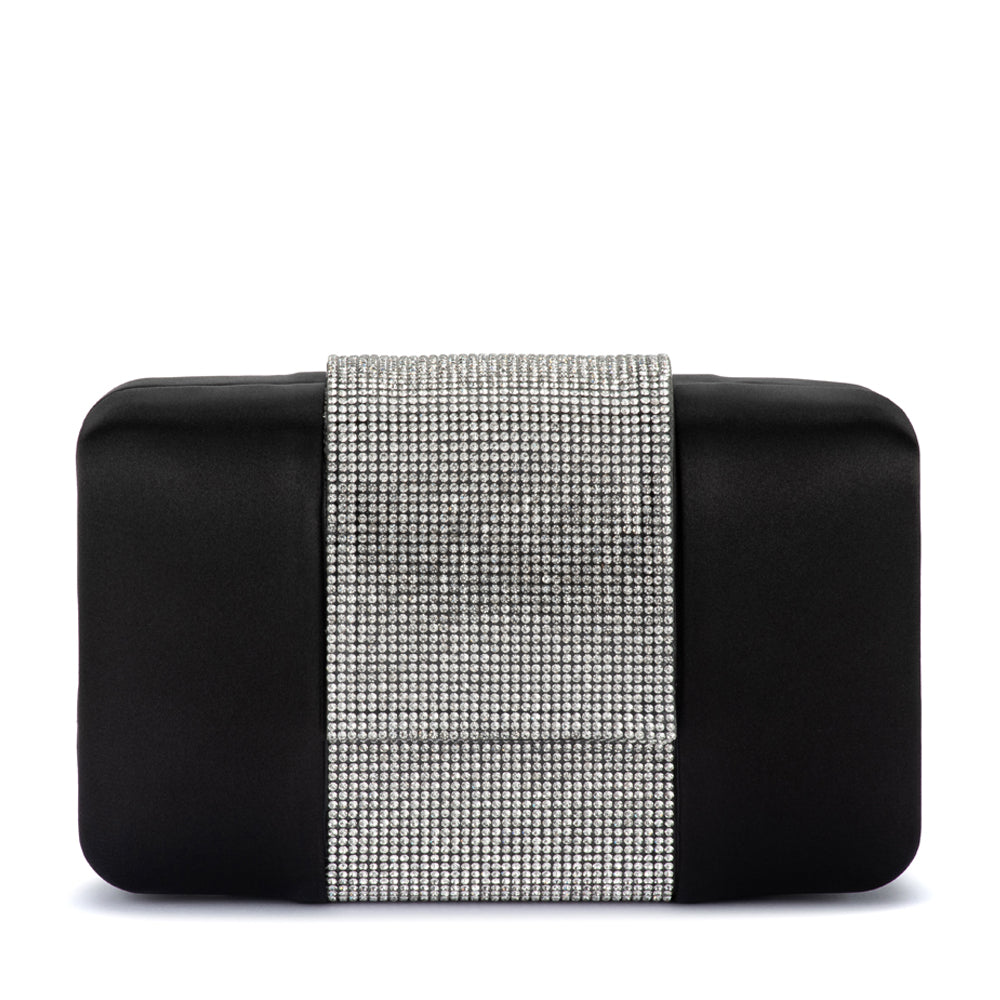 Olga Berg Aubrey Crystal Trim Clutch - Black