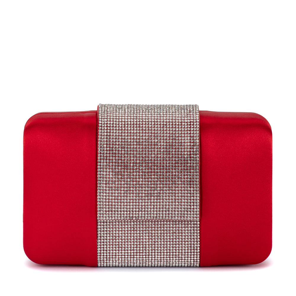 Olga Berg Aubrey Crystal Trim Clutch - Red