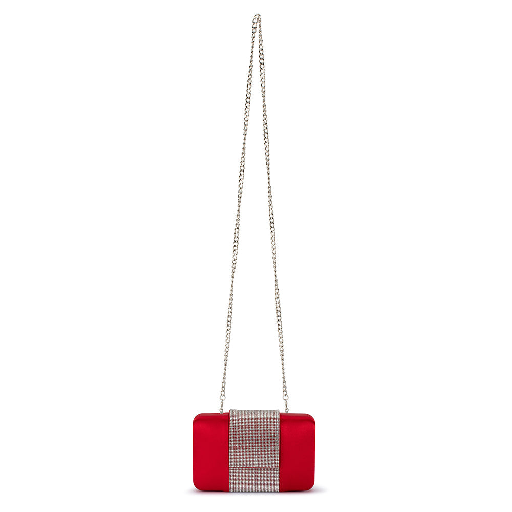 Olga Berg Aubrey Crystal Trim Clutch - Red