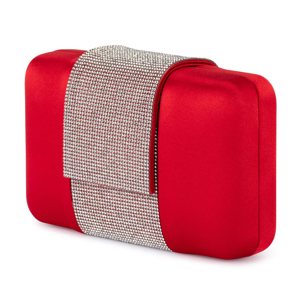 Olga Berg Aubrey Crystal Trim Clutch - Red