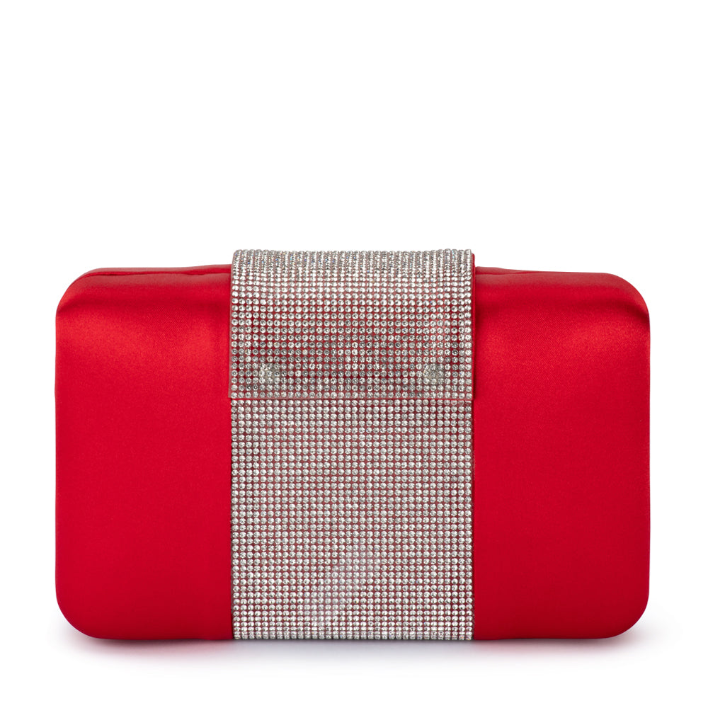 Olga Berg Aubrey Crystal Trim Clutch - Red