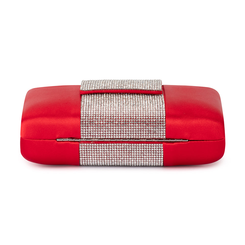 Olga Berg Aubrey Crystal Trim Clutch - Red