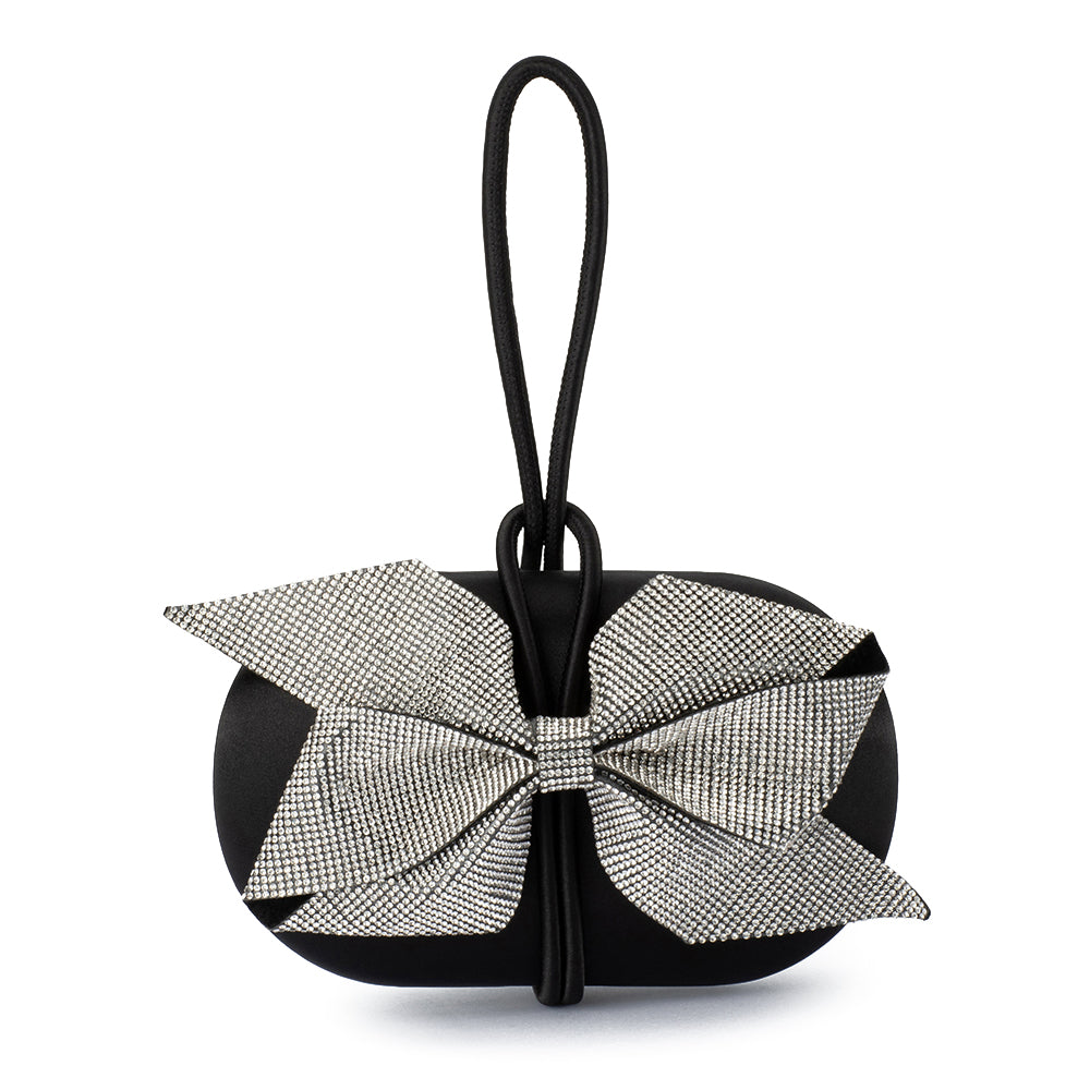 Olga Berg Paisley Bow Trim Clutch - Black