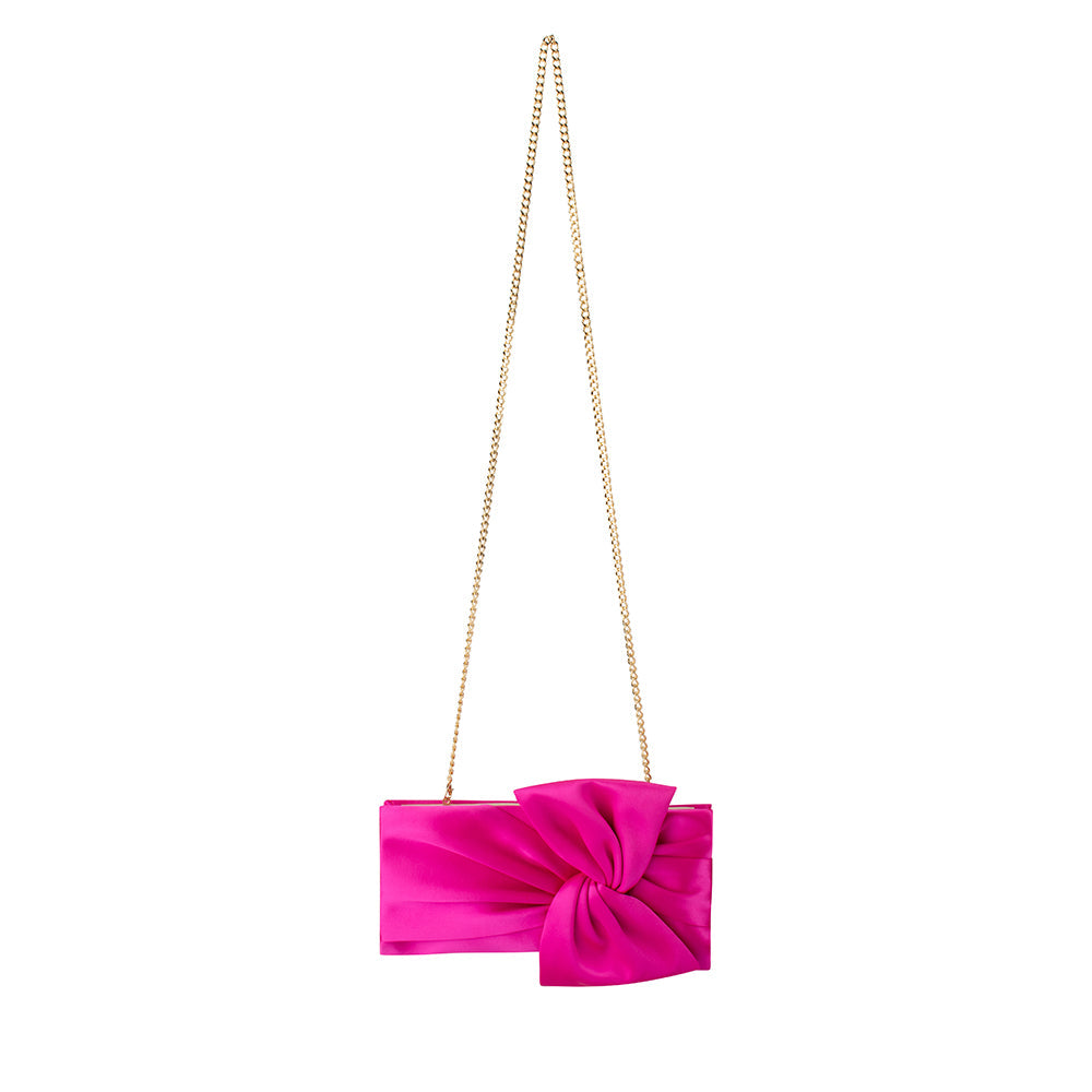 Olga Berg Chloe Tie Front Clutch - Fuchsia