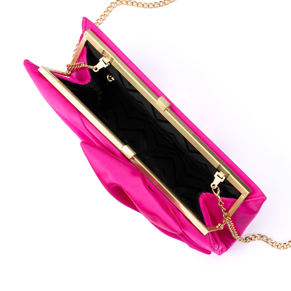 Olga Berg Chloe Tie Front Clutch - Fuchsia