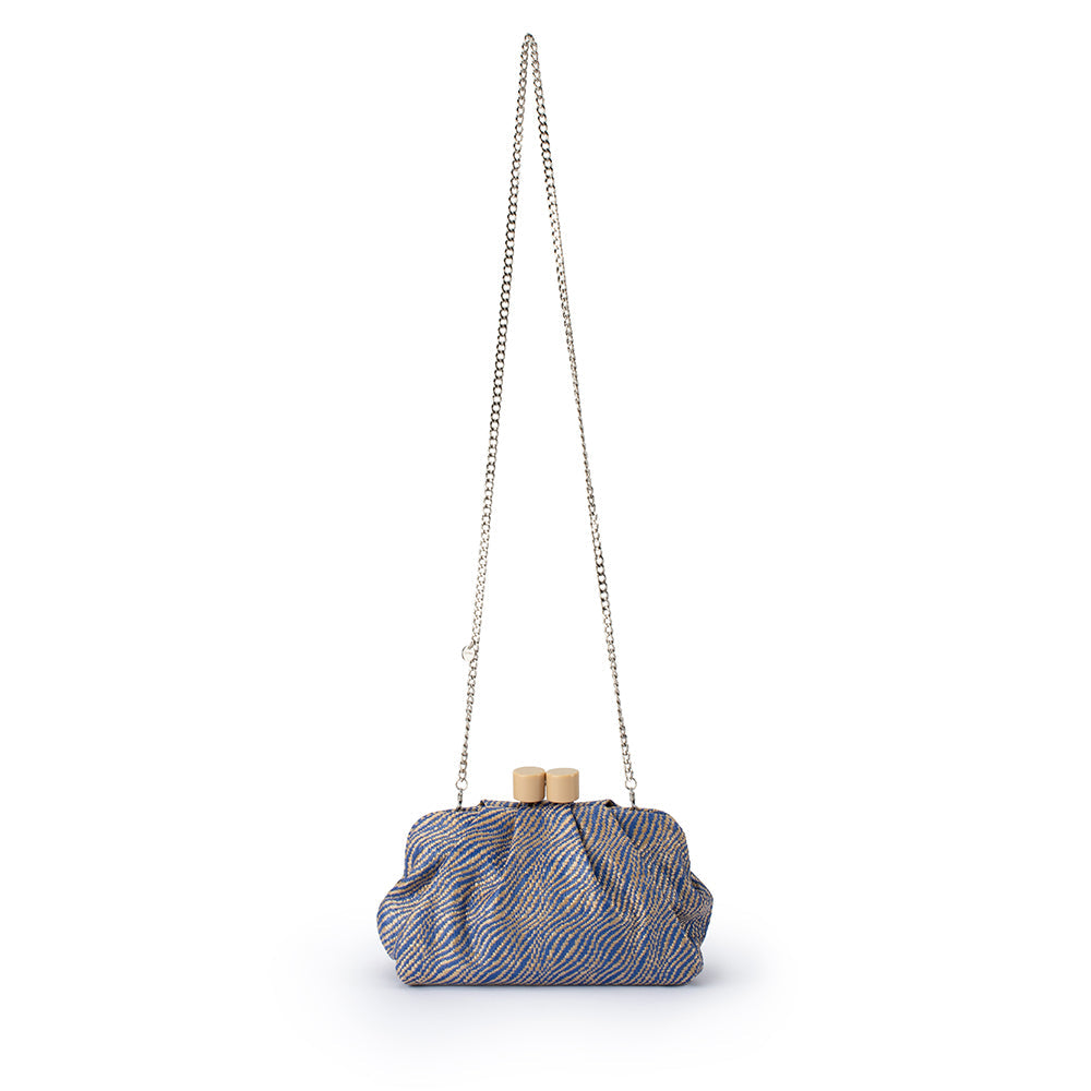 Olga Berg Addison Woven Clutch - Blue