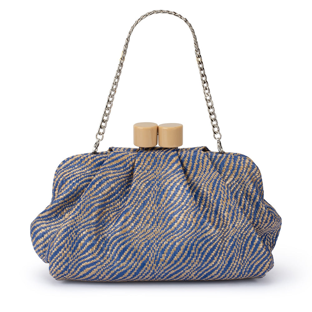 Olga Berg Addison Woven Clutch - Blue