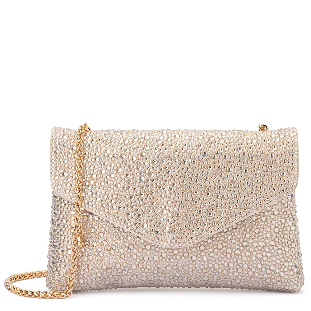Olga Berg HATTIE Crystal Shoulder Bag - Champagne