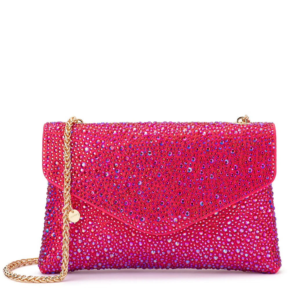 Olga Berg HATTIE Crystal Shoulder Bag - Fuchsia