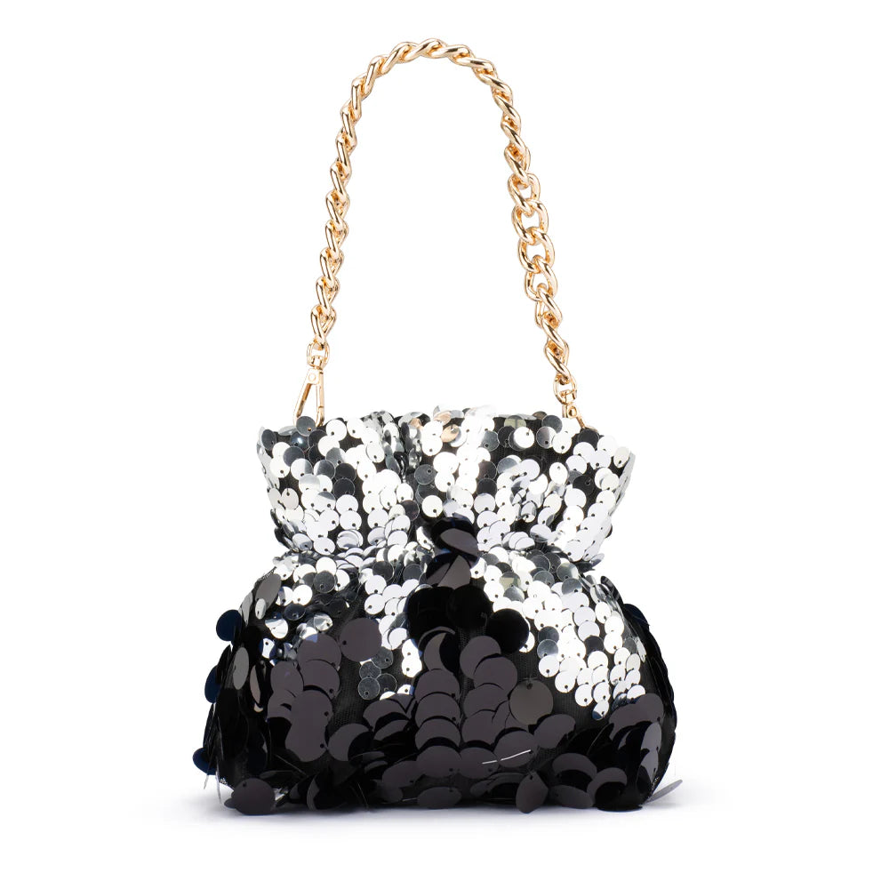 Olga Berg PEDRO Sequin Pouch - Black