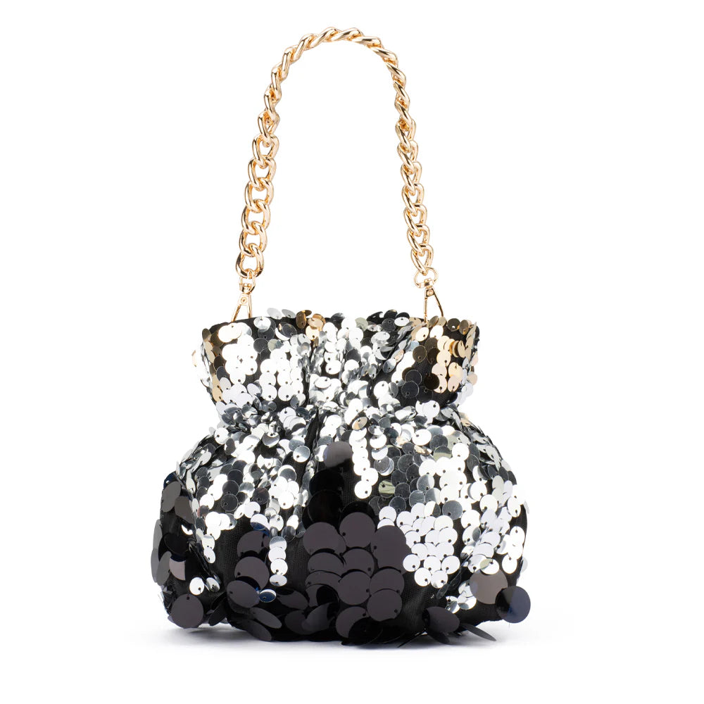 Olga Berg PEDRO Sequin Pouch - Black