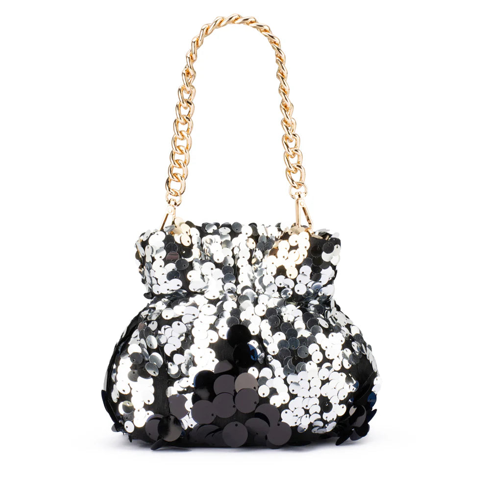 Olga Berg PEDRO Sequin Pouch - Black