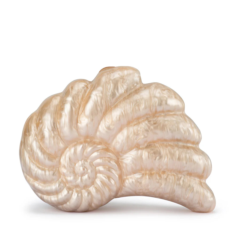 Olga Berg Indi Acrylic Shell Clutch - Natural