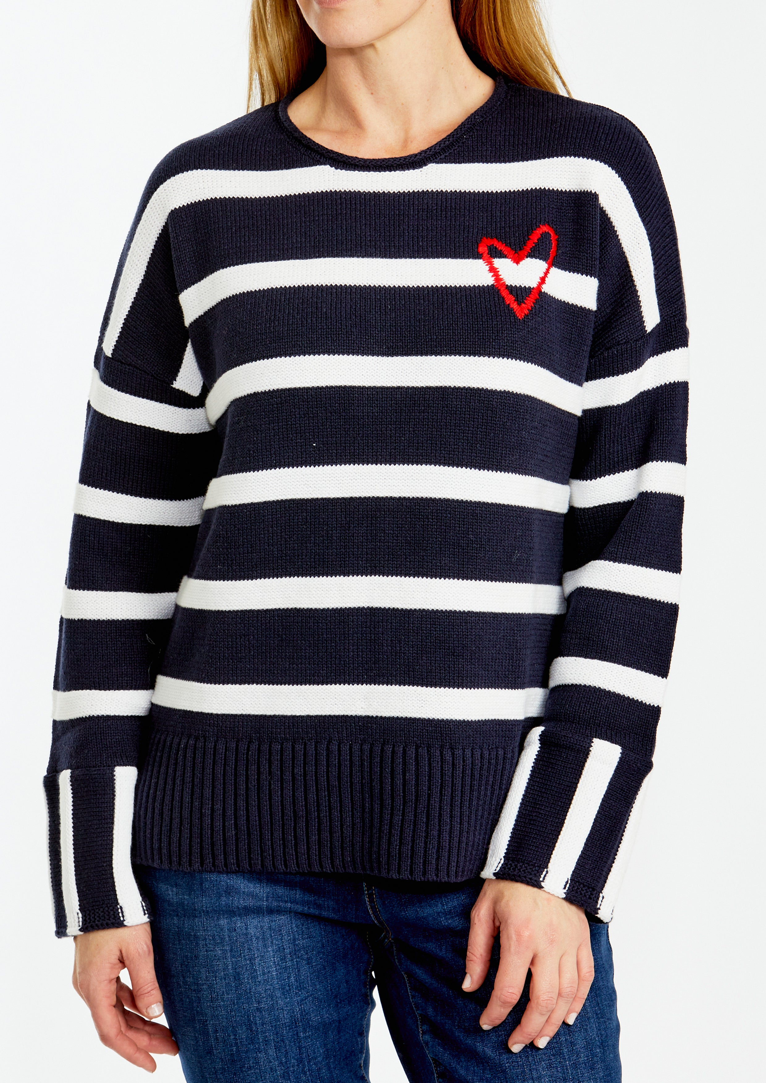 Ping Pong Heart Pullover - Navy/Ivory