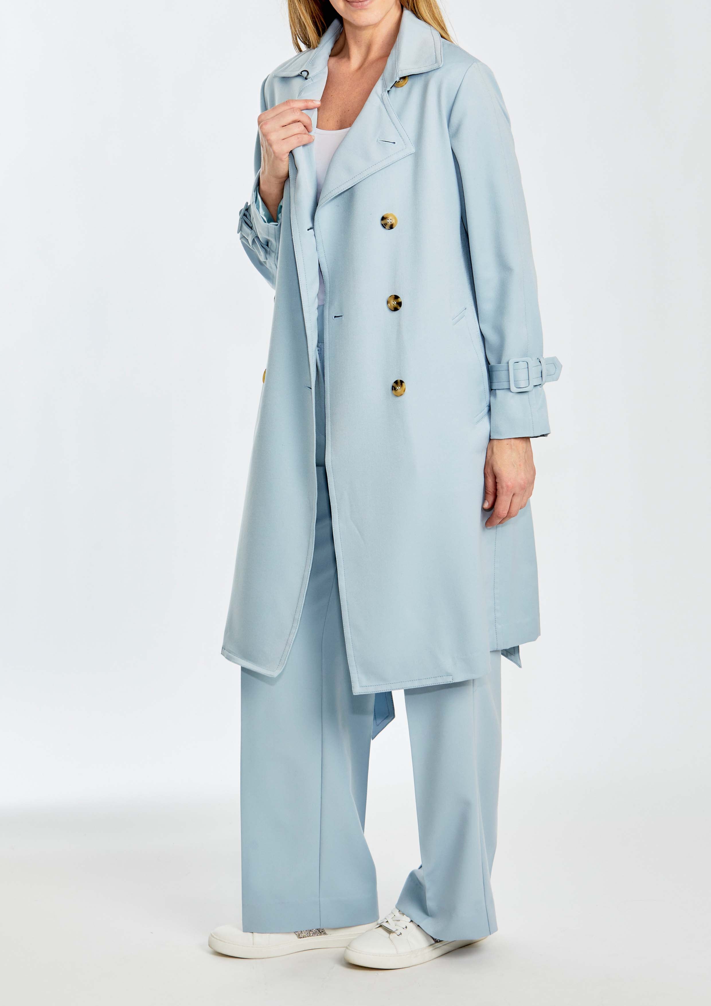 Ping Pong City Trench Coat - Baby Blue