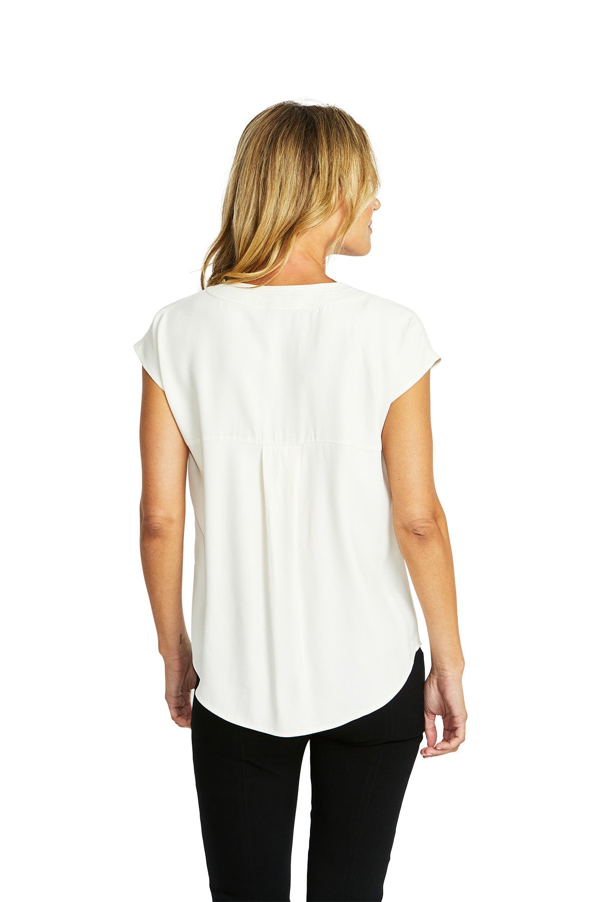 Ping Pong Helen V-Neck Slinky Top - Ivory