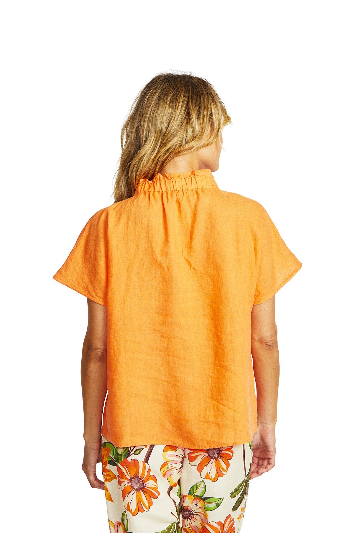 Ping Pong Nora Linen Ruffle Blouse - Jaffa