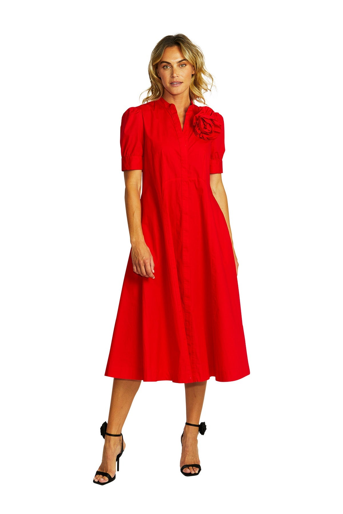 Ping Pong Audrey Rosette Dress - Poppy