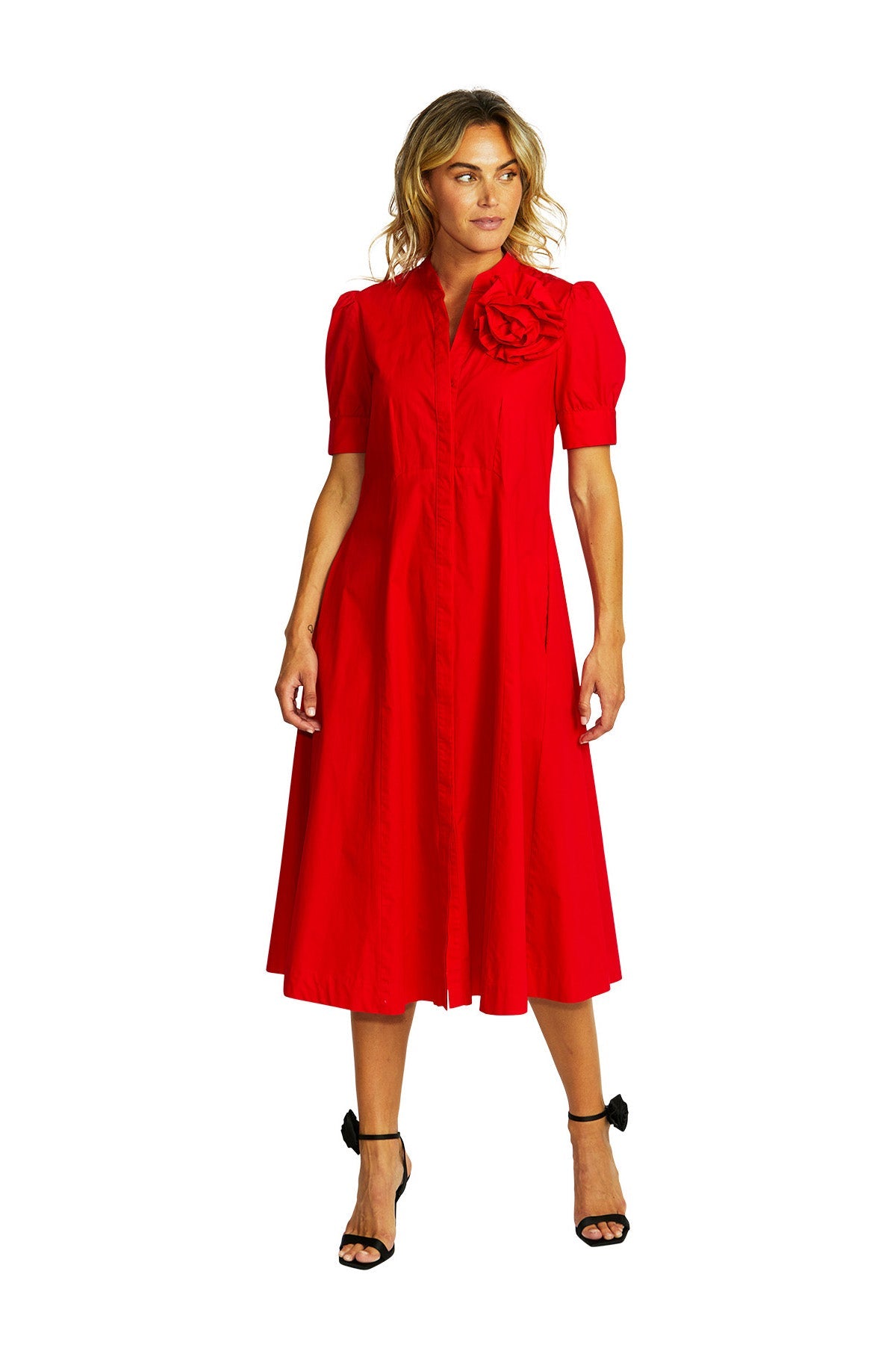 Ping Pong Audrey Rosette Dress - Poppy