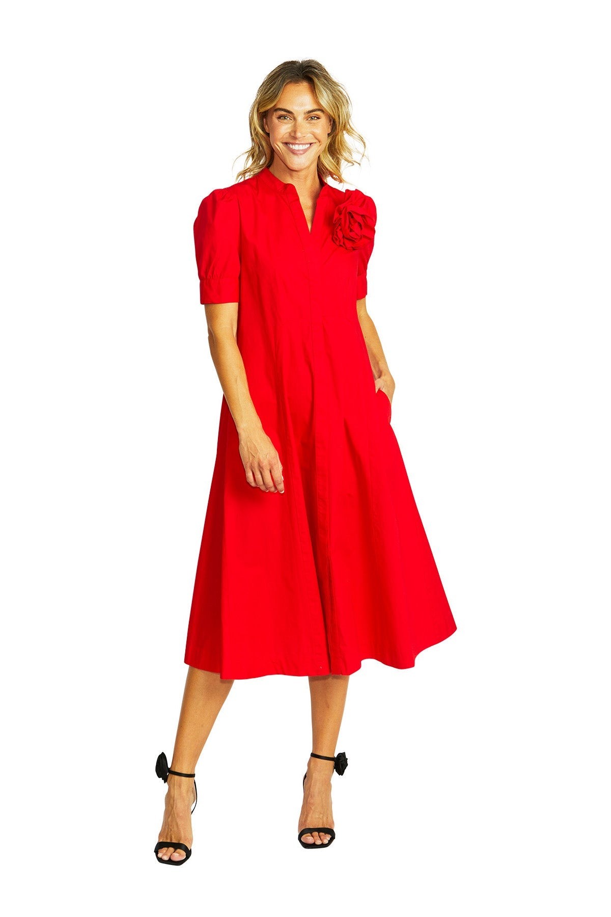 Ping Pong Audrey Rosette Dress - Poppy